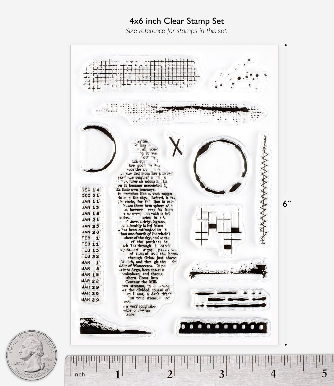 Textures & Mini Coffee Stains, Clear Stamps 4x6 inch by Wintertime Crafts