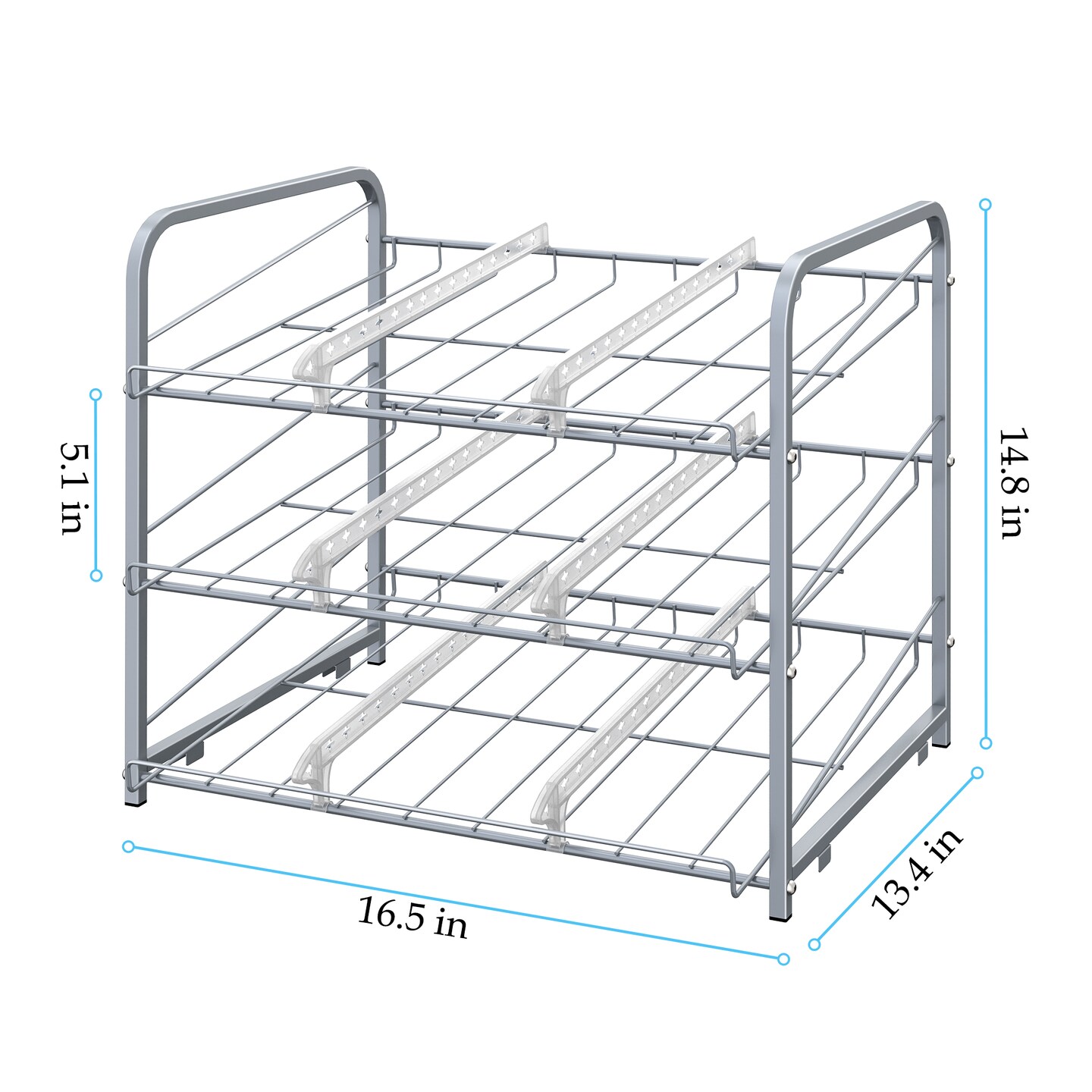 2-Pack Stackable Can Organizer Rack Dispenser &#x2013; Adjustable Metal Pantry Shelf for 36 Cans, Tilted Design with Non-Slip Base (16.73x12.2x14.76&#x22;)