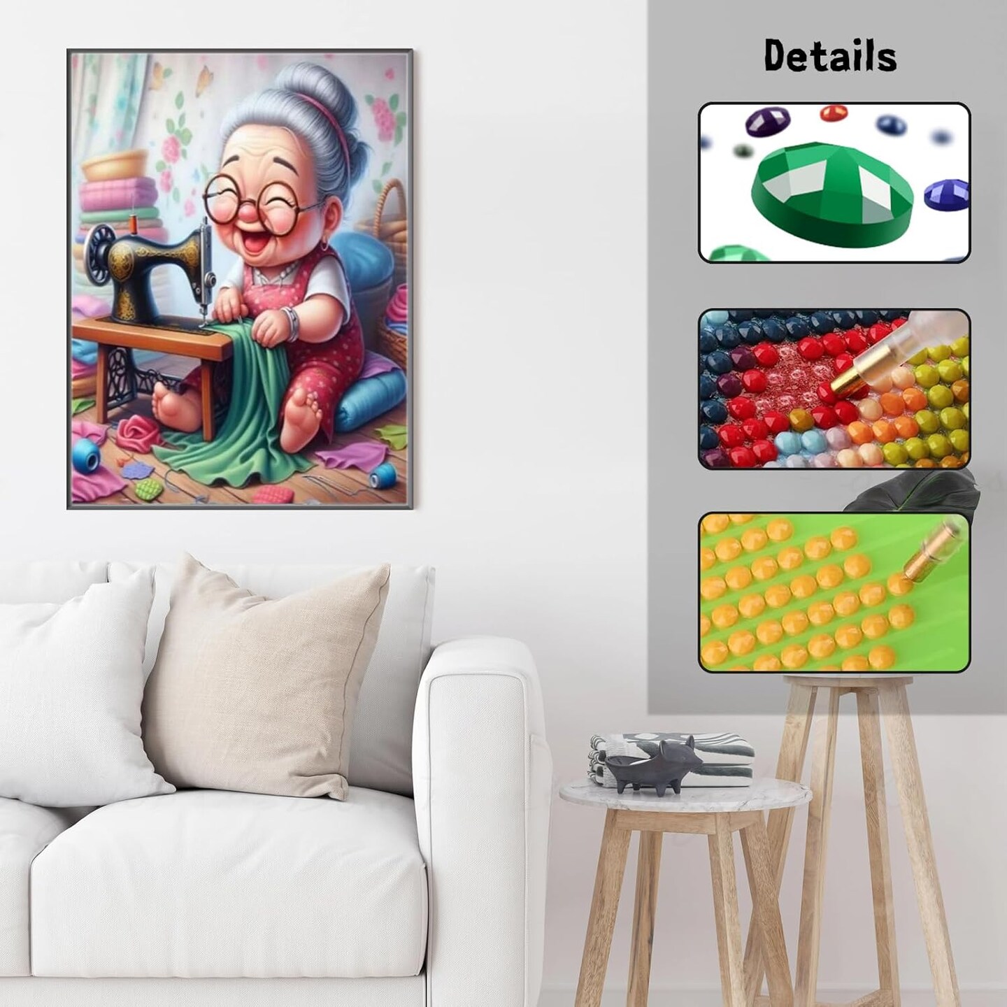 Diamond Art Kits for Adults-Diamond Art Paintings-Cartoon Grandma Full Drill Diamond Dots Paintings for Beginners, Round 5D Paint with Diamonds Pictures Gem DIY Crafts Kits