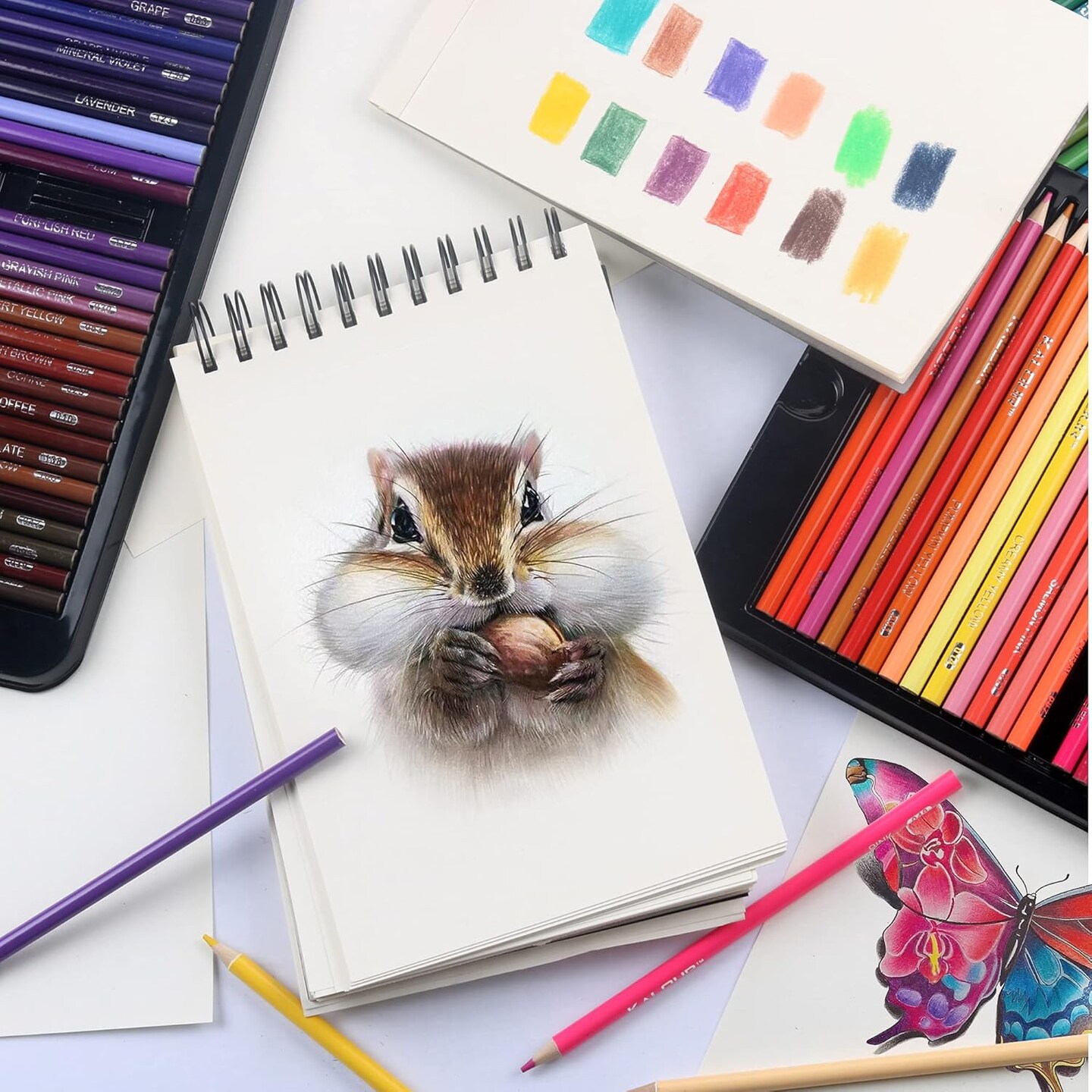 180 Colored Pencil Set for Adults Artists - Rich Pigment Soft Core -12 Metallic Pencil - Ideal for Coloring Drawing Sketching Shading Blending - Vibrant Color