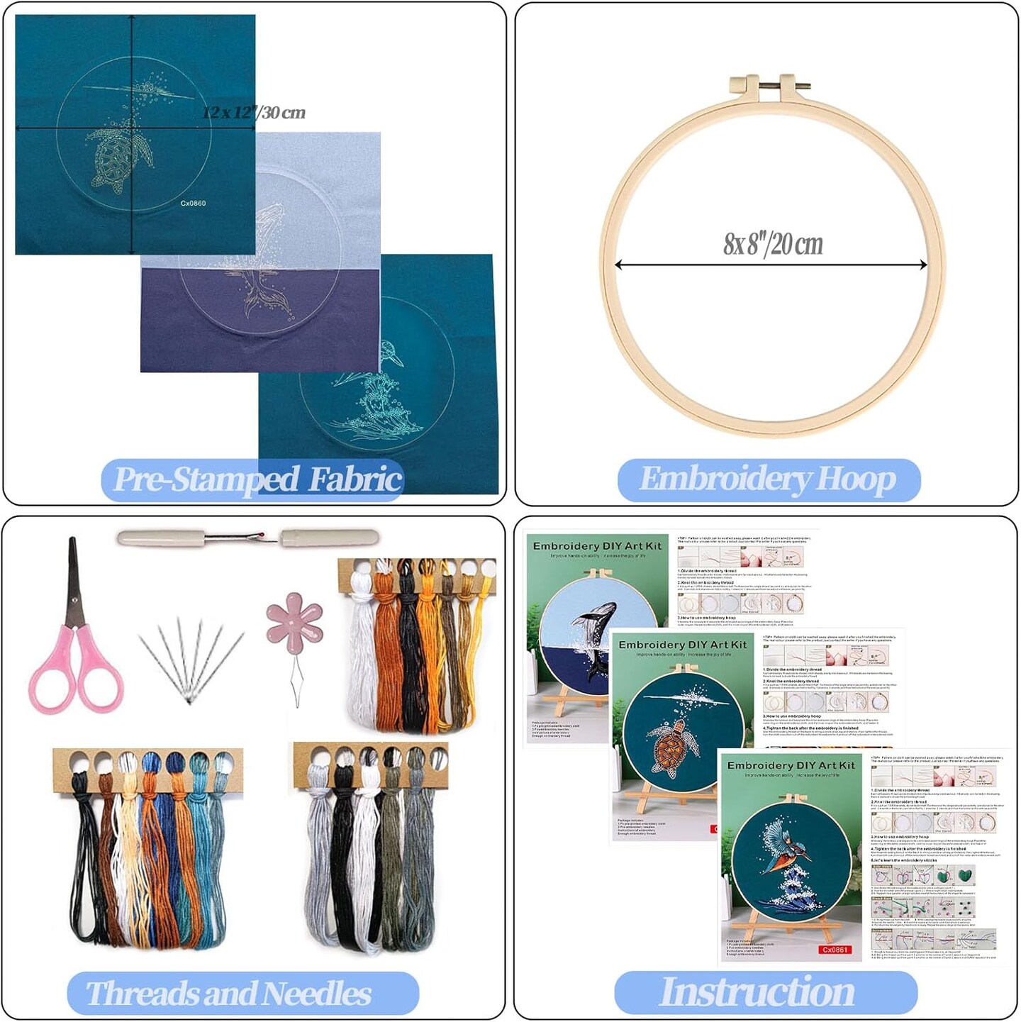 3 Set Crewel Embroidery Kit for Beginners (Colorfull) 12 x 12 x 0.03 inches