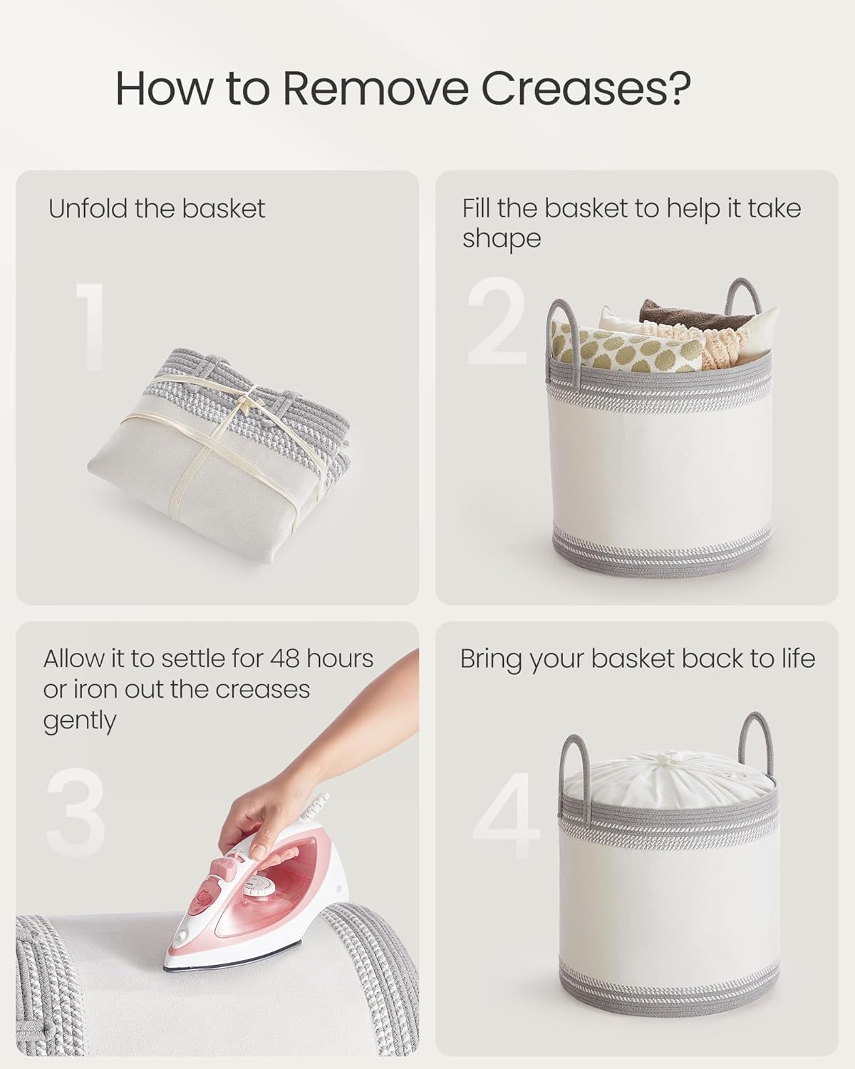 Laundry Hamper 90L, Laundry Basket with Handles, Laundry Bag with Lid, Cotton Rope, Drawstring, for Clothes, Blankets, Living Room, Bedroom, Dove Gray