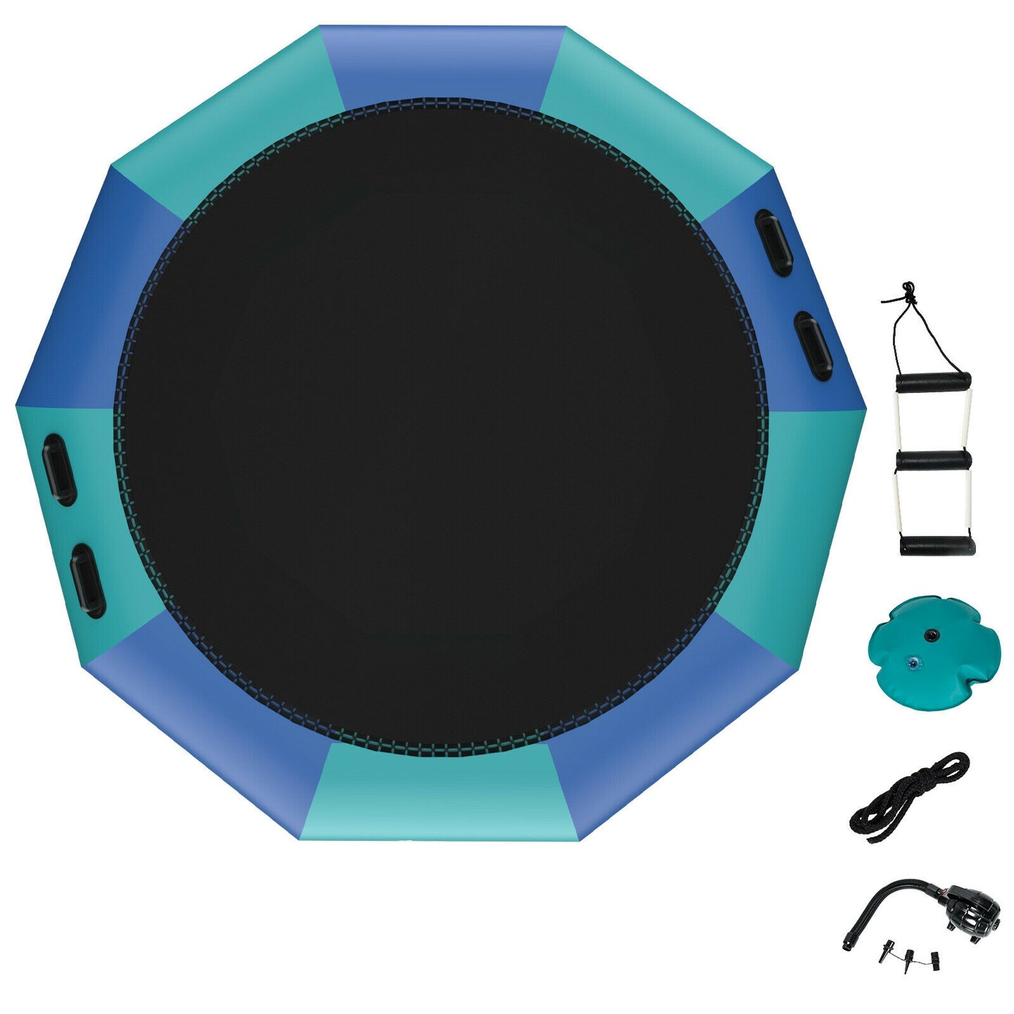PVC Inflatable Floating Trampoline with 330 lbs Capacity and Ladder