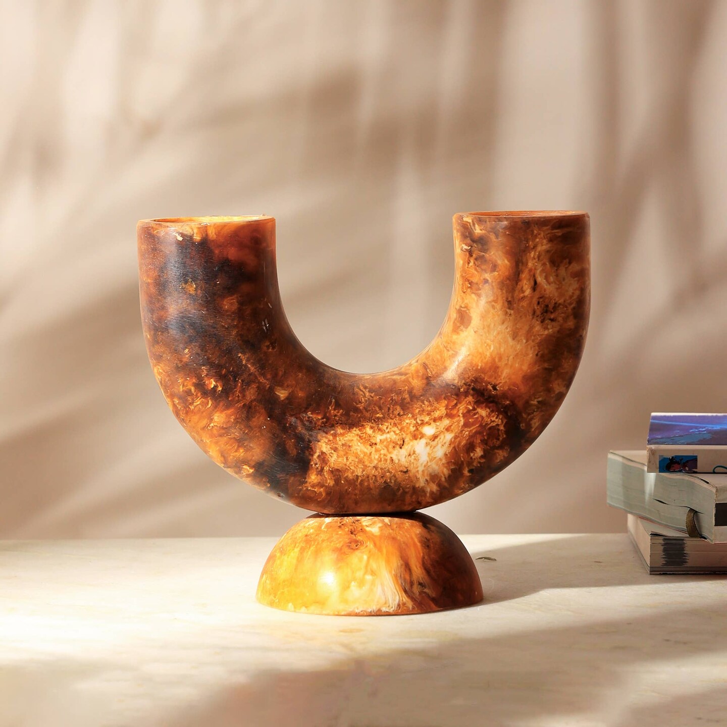 Resin Flower Vase with Base - Artistic Marbled