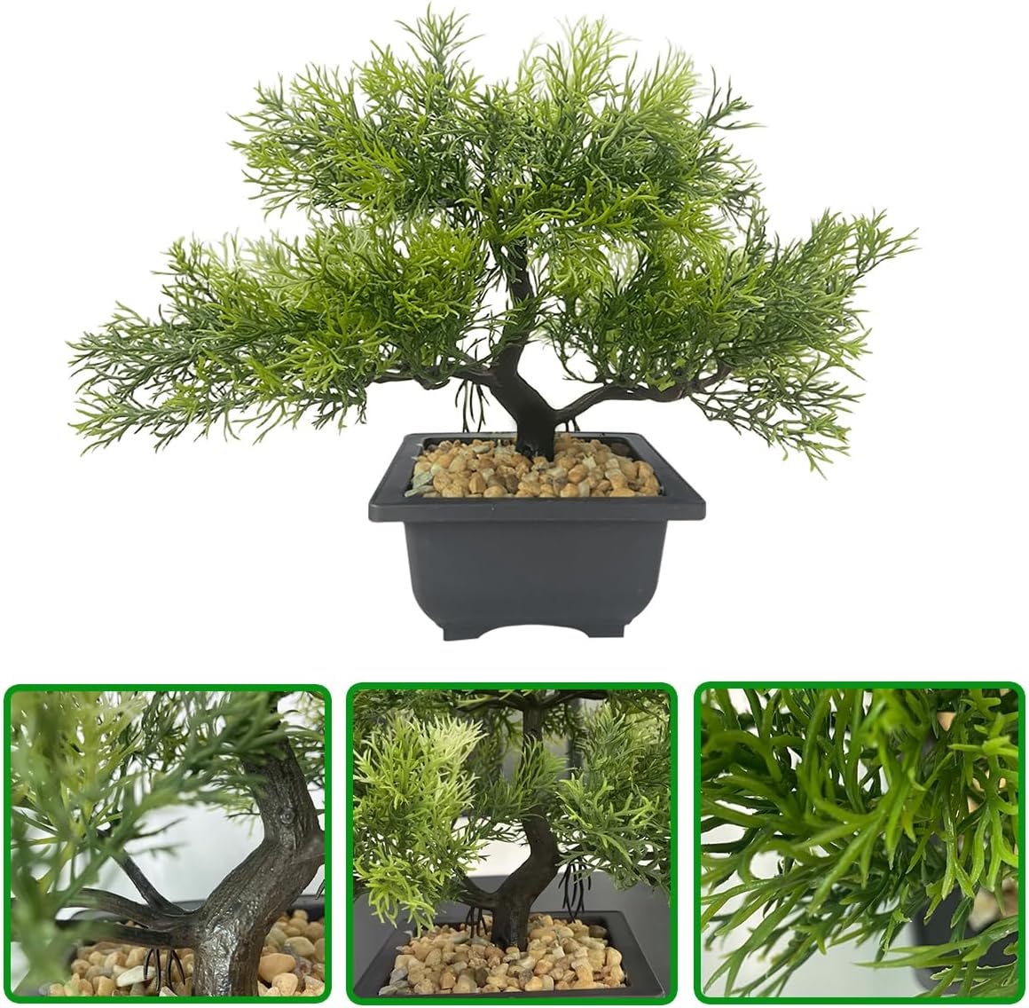 Artificial Bonsai Tree Small Realistic Fake Plant in Pot for Indoor Home Office Desk Decor, Low-Maintenance Tabletop and Bookshelf Decoration