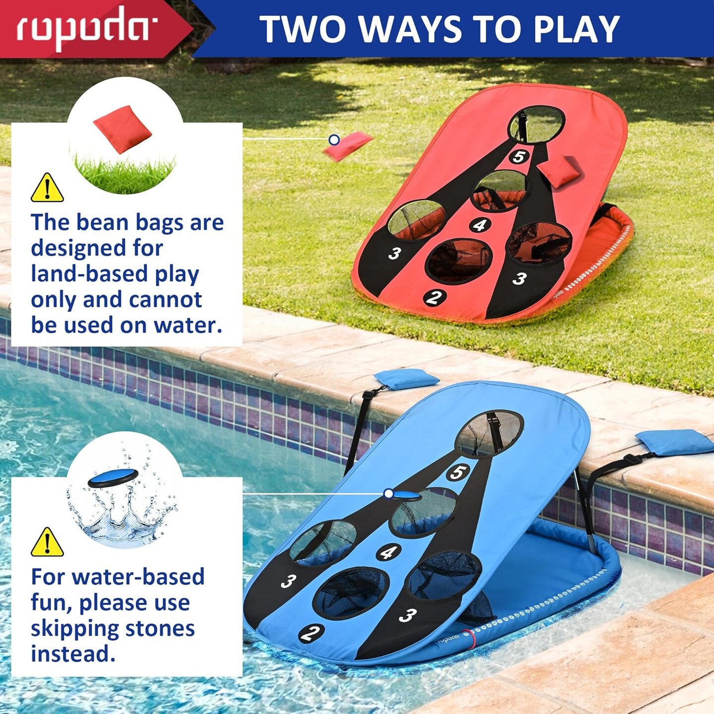 Pool Cornhole Board Set, 3ft x 2ft Corn Hole Games for Adults, Cornhole Set Floating, Pool Games for Adults, Water and Land Dual-Purpose, Easy Setup, Beach Toys for Family, Beach/Lawn Toys
