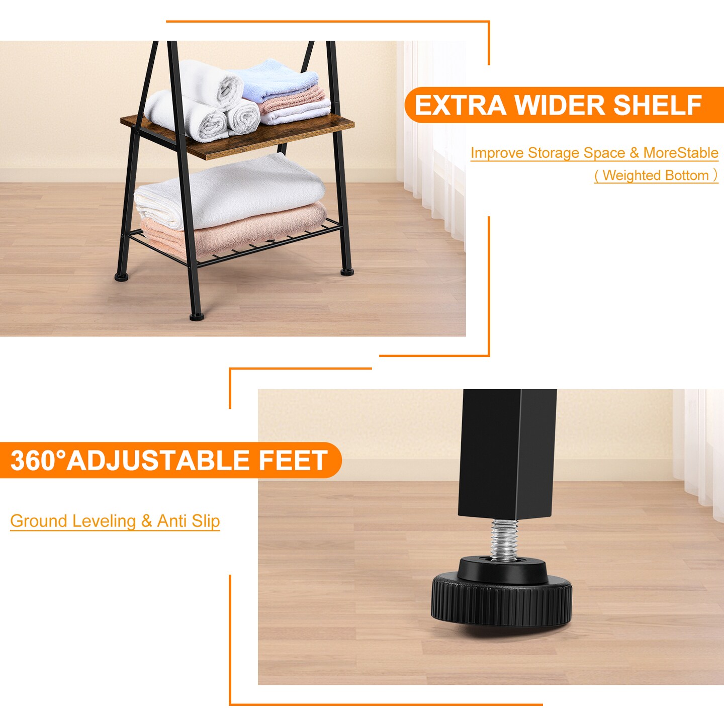 Metal Blanket Ladder with Shelf & Hooks - Multi-Use Christmas Stocking Holder, Towel Rack, and Storage Ladder for Bathroom, Bedroom, Mantle, Laundry Room