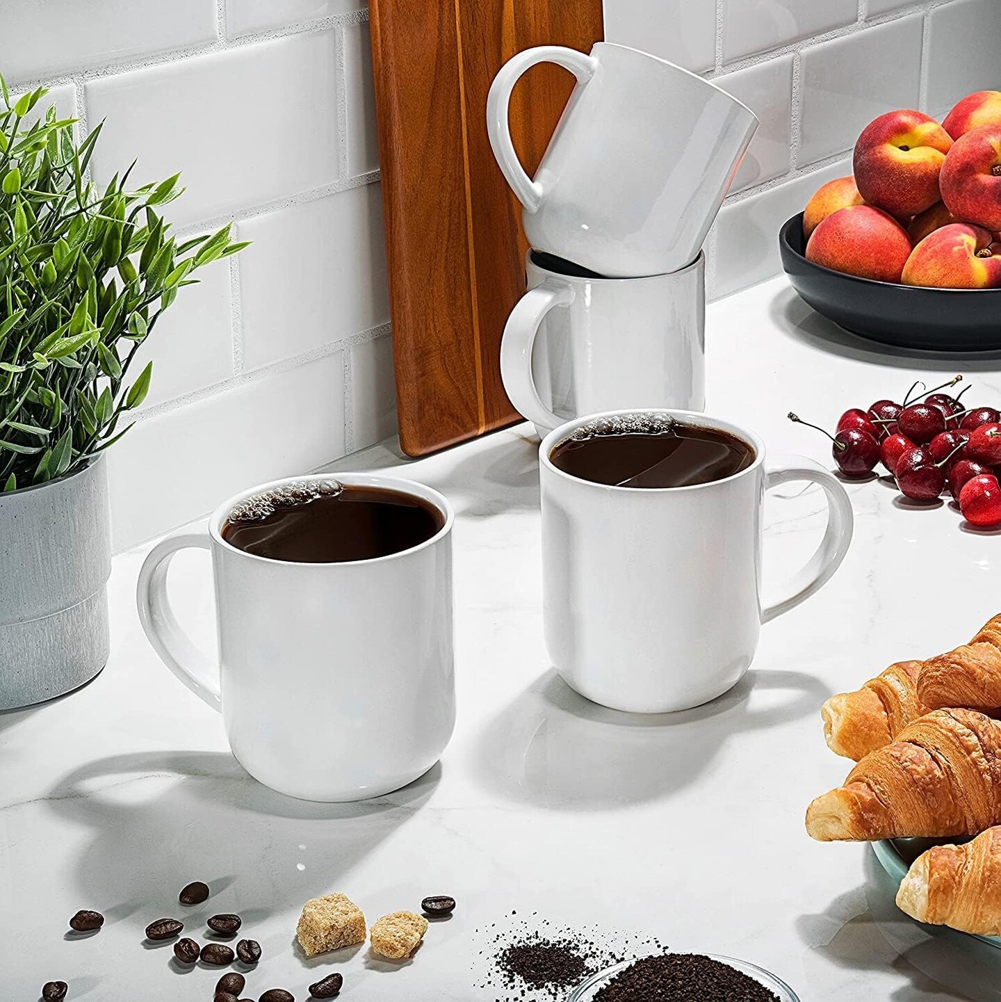 Set of 6 Large 16 Ounce Ceramic Coffee Mugs