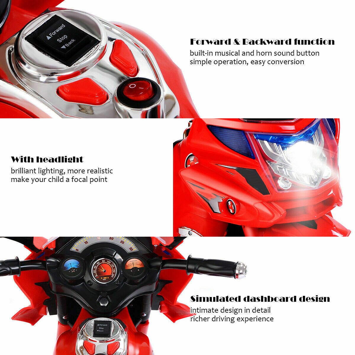 Kids Ride-On Motorcycle with Music, Lights and Rechargeable Battery