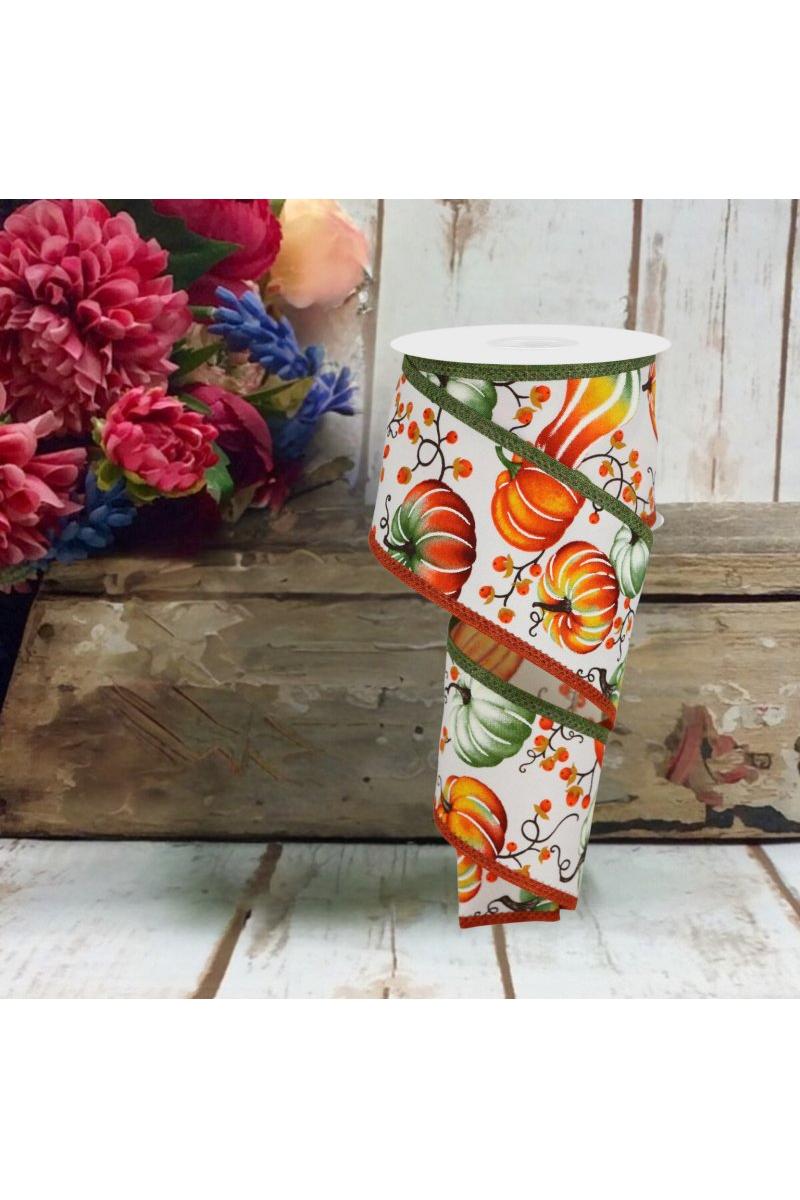 2.5&#x22; Pumpkins Bittersweet Ribbon: Moss Green (10 Yards)