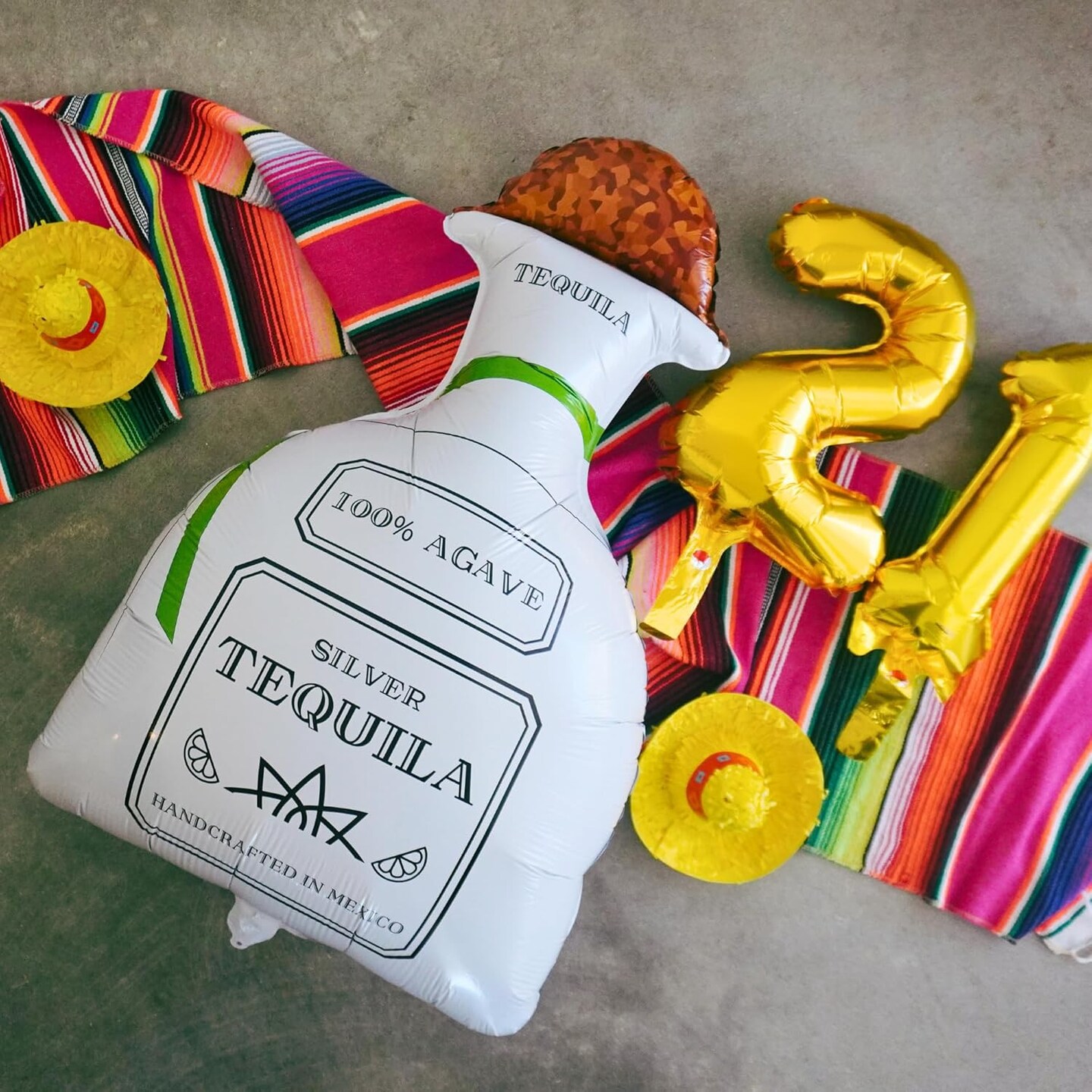 30&#x22; Tequila Bottle Foil Balloon (set of 1, straw included) Cinco de Mayo, Bachelorette Party Decorations, Reusable Inflatable Alcohol 21st Birthday