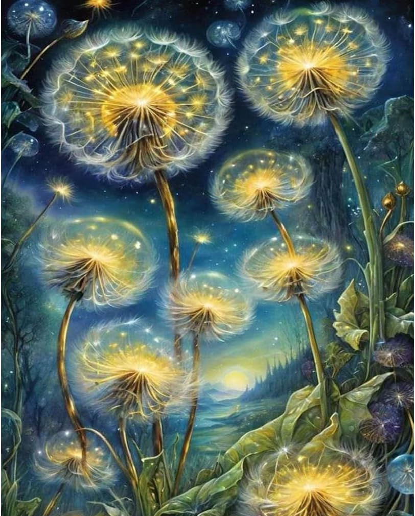Dandelion Paint by Numbers Kit for Adult,Art Acrylic Adult Paint by Number Kits on Canvas,DIY Paint by Numbers Without Frame for Home Wall Decor,16x20Inch.
