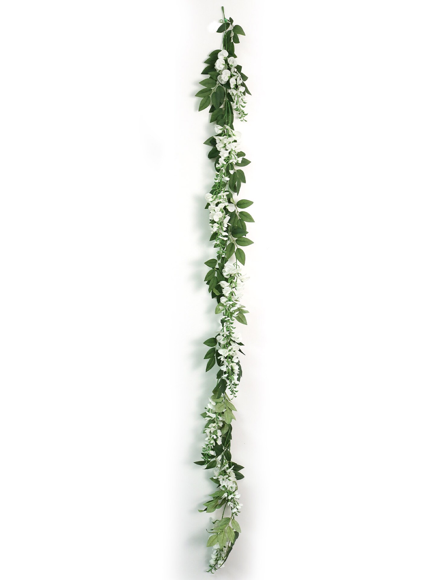 6&#x27; Artificial Wisteria Garland White &#x2013; Lush Hanging Vine for Wedding, Party &#x26; Home D&#xE9;cor - 2 Pieces