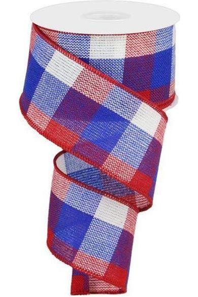 2.5&#x22; Check Plaid Ribbon: Patriotic (10 Yards)