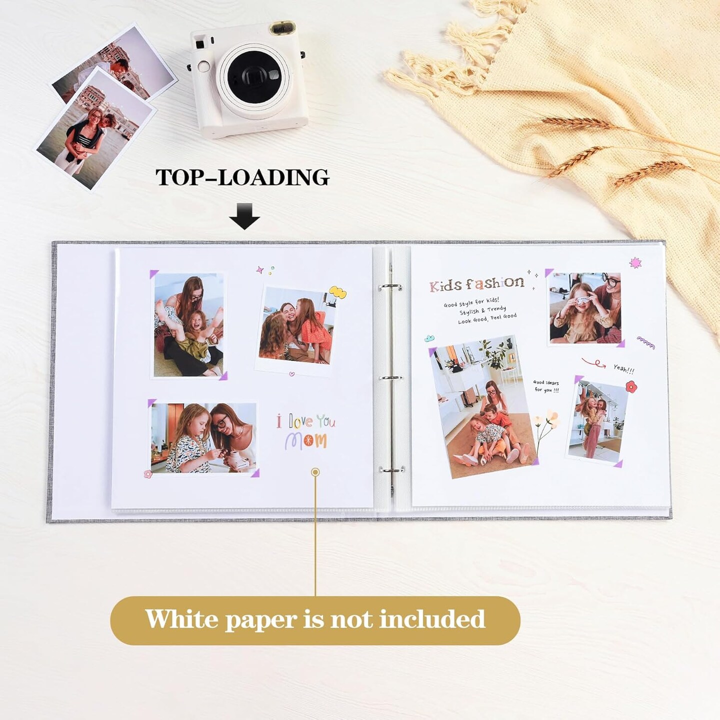 DIY Scrapbook Photo Album with 20 Plastic Sleeves 40 Pages Linen Cover 3 Ring Folder Binder for Wedding Baby Family and DIY Projects (Green)