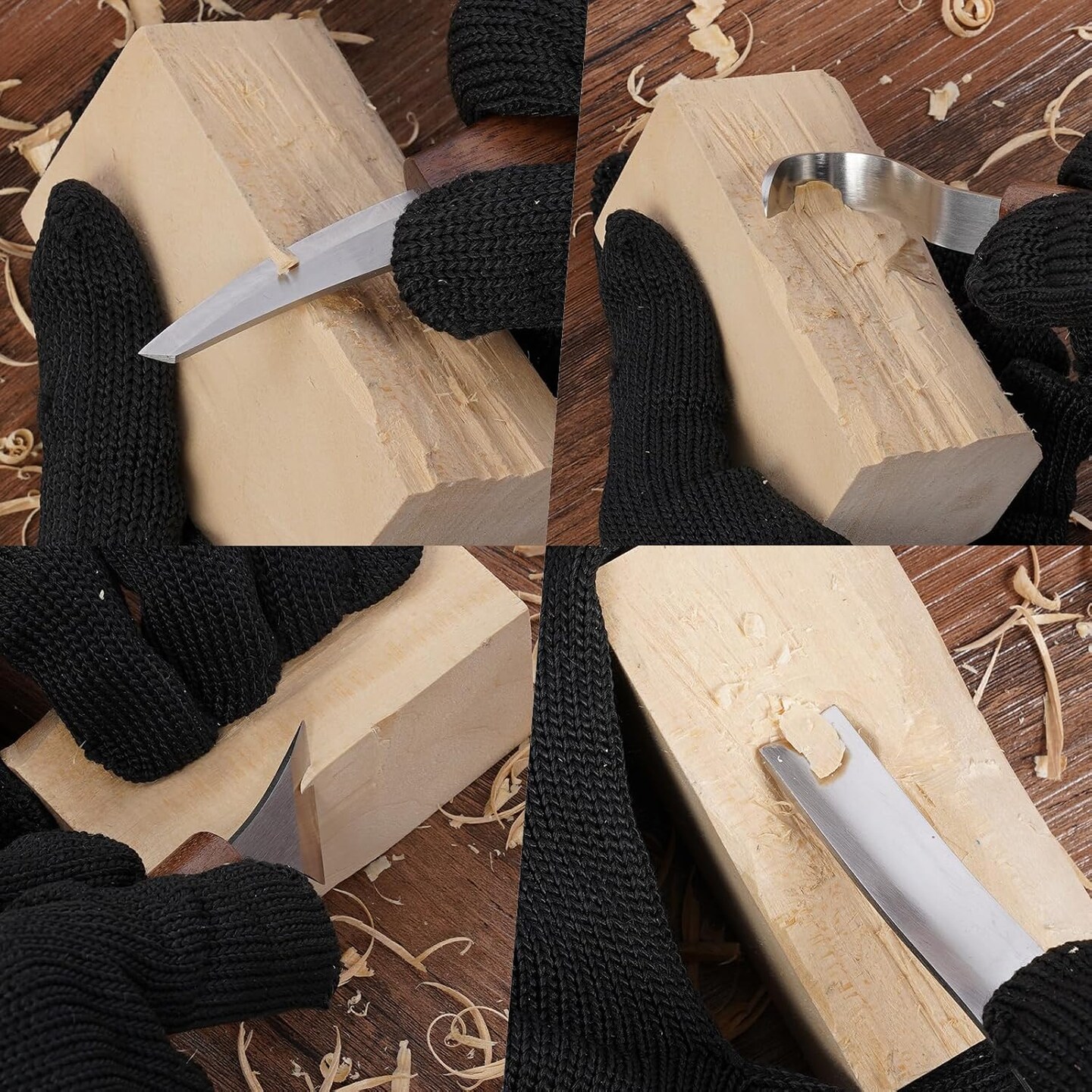 Wood Carving Kit Deluxe Hand Carving Tool Set, 16 Wood Whittling Kit High-Carbon Steel, Wood Art Tools 8 Whittling Knives &#x26; 4 Detail Carving Knives