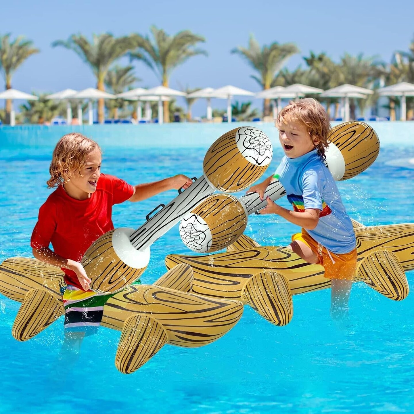 Pool Floats Games Toys, Inflatable Raft Pool Toys for Kids (Ages 8-12) & Adults, Inflatable Logs Battle Game for Family, Swimming Pool Floaties Patented