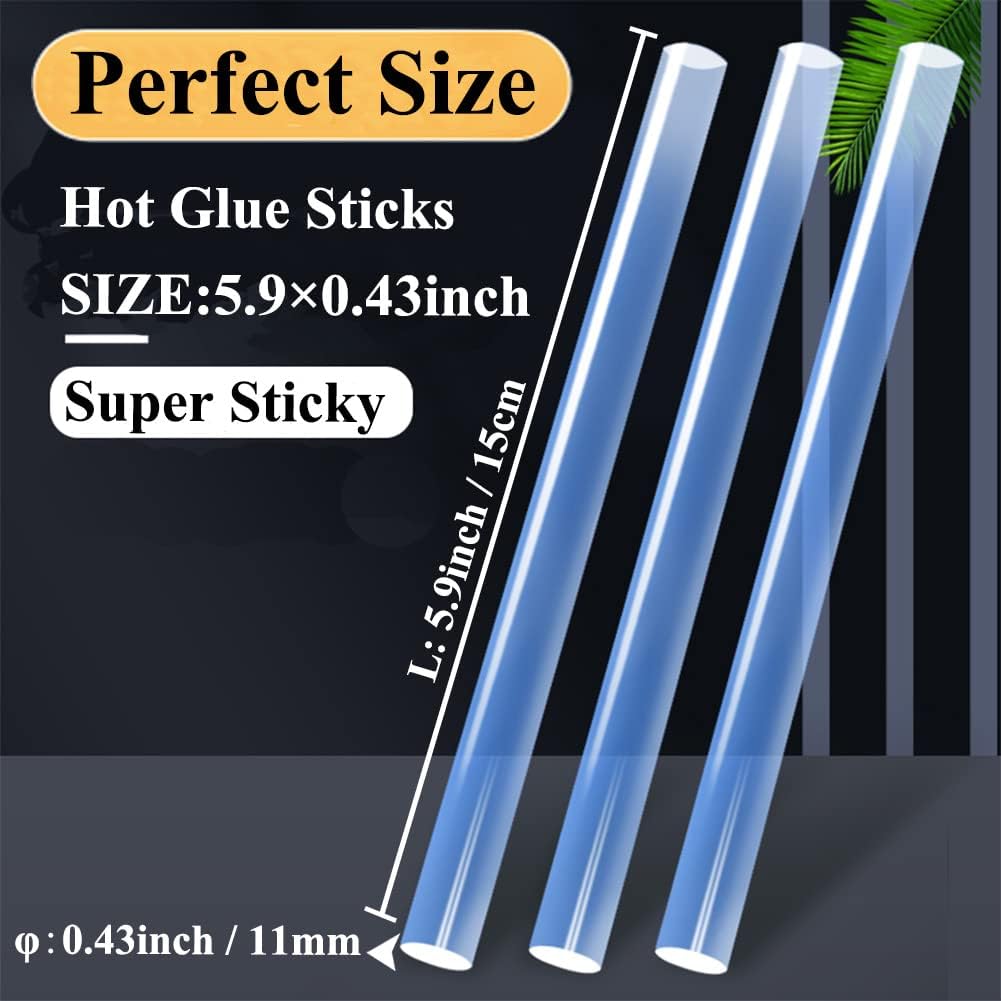 Hot Glue Sticks, Pack of 50 (1.54 lb) 6&#x22;Long 0.43&#x22; Diameter Full-Size Hot Glue Gun Sticks Art Glues Pastes Hot Melt Sticks for Most Large Glue Guns, Clear Glue Sticks for DIY, Arts &#x26; Crafts