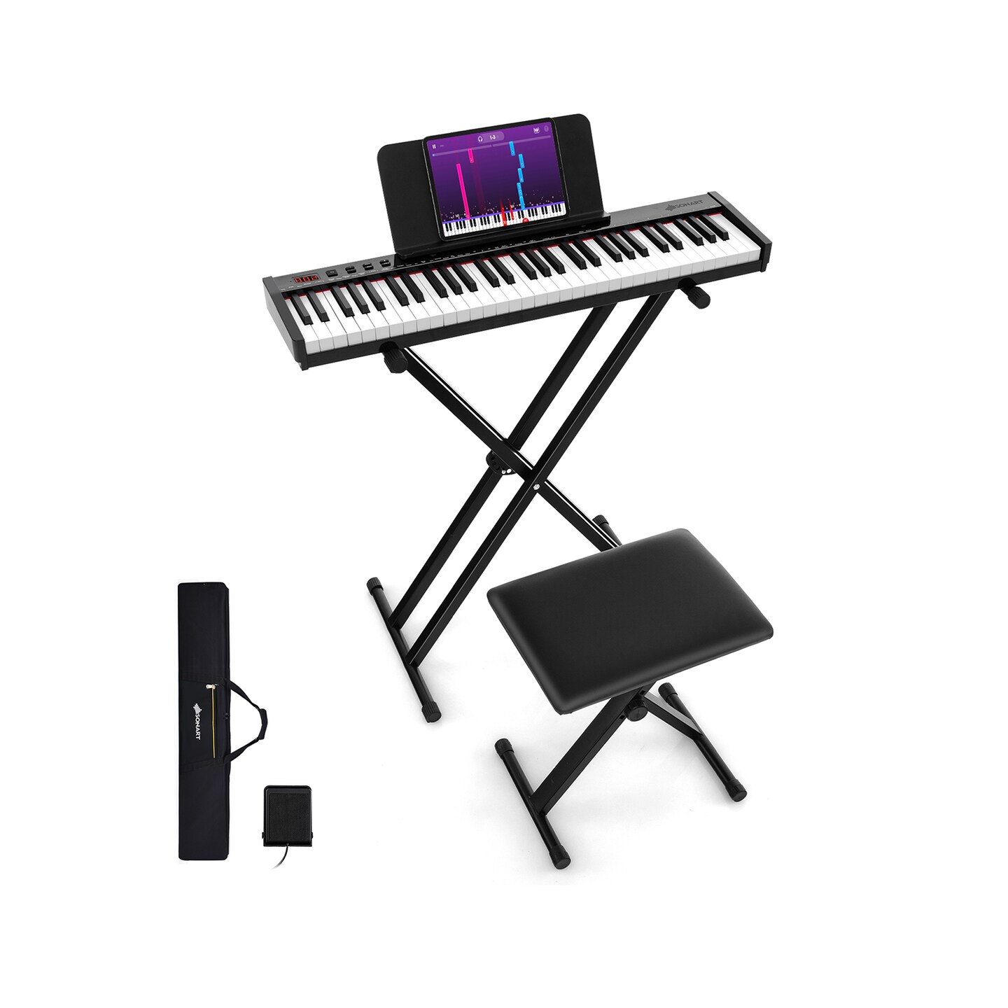 61-Key Electronic Keyboard Piano with Bluetooth, Adjustable Stool and Stand
