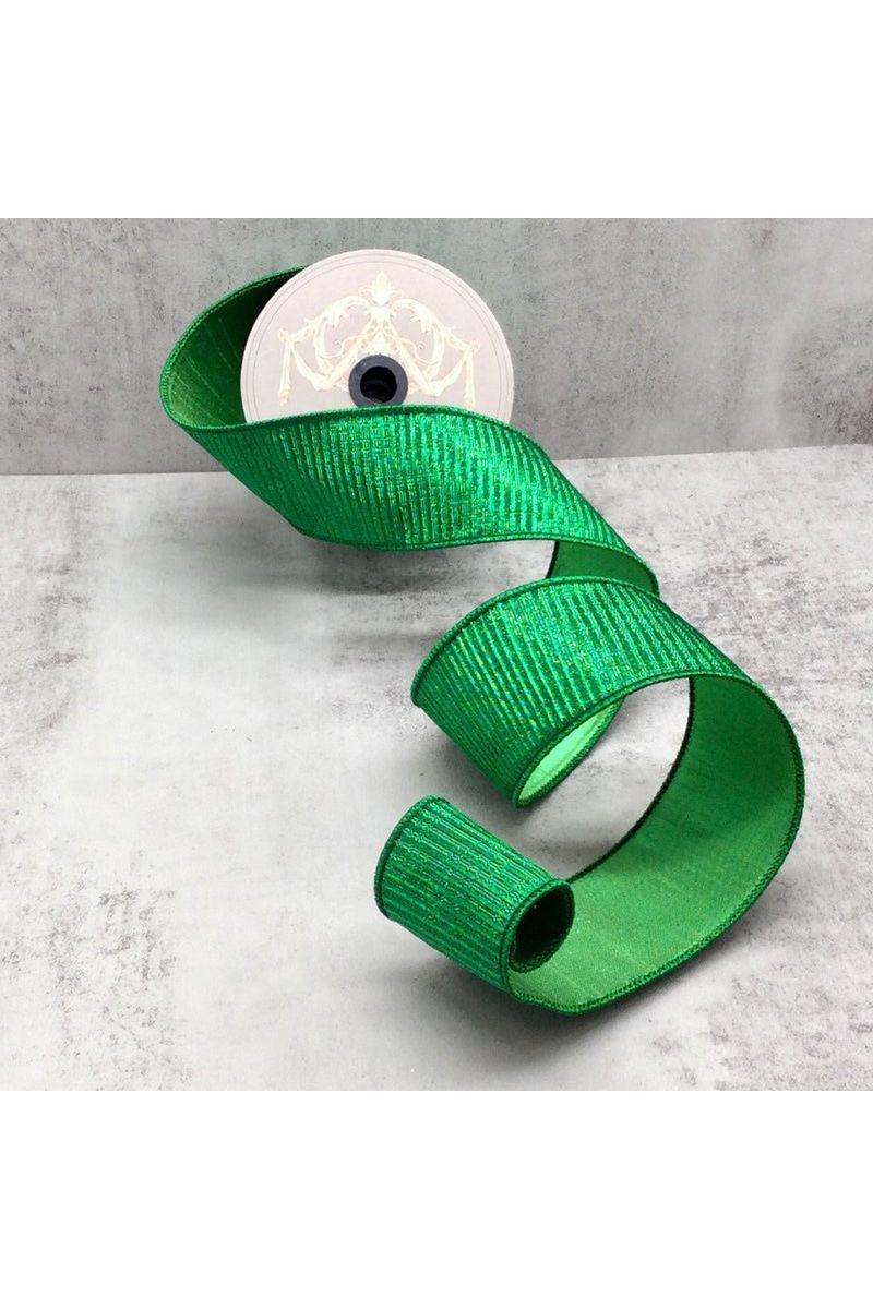 2.5&#x22; Pleated Lame Ribbon: Green (10 Yards)