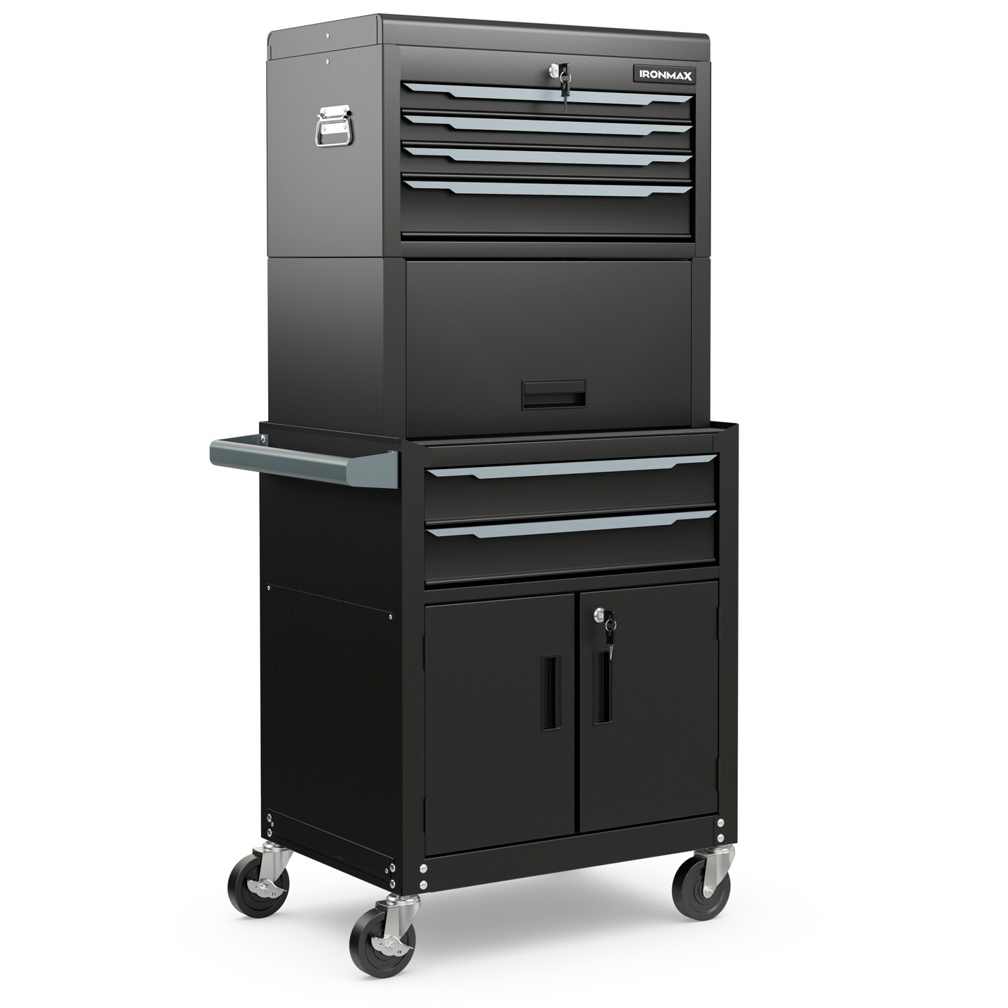 3-in-1 Rolling Tool Chest Storage Cabinet with Universal Wheels and 6 Different Size Drawers