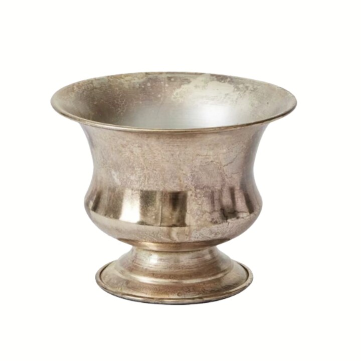 Champagne Metal Urn Vase &#x2013; 6.25&#x22;x5&#x22; Pedestal Floral Container for Wedding Centerpieces &#x26; Arrangements-72140.00