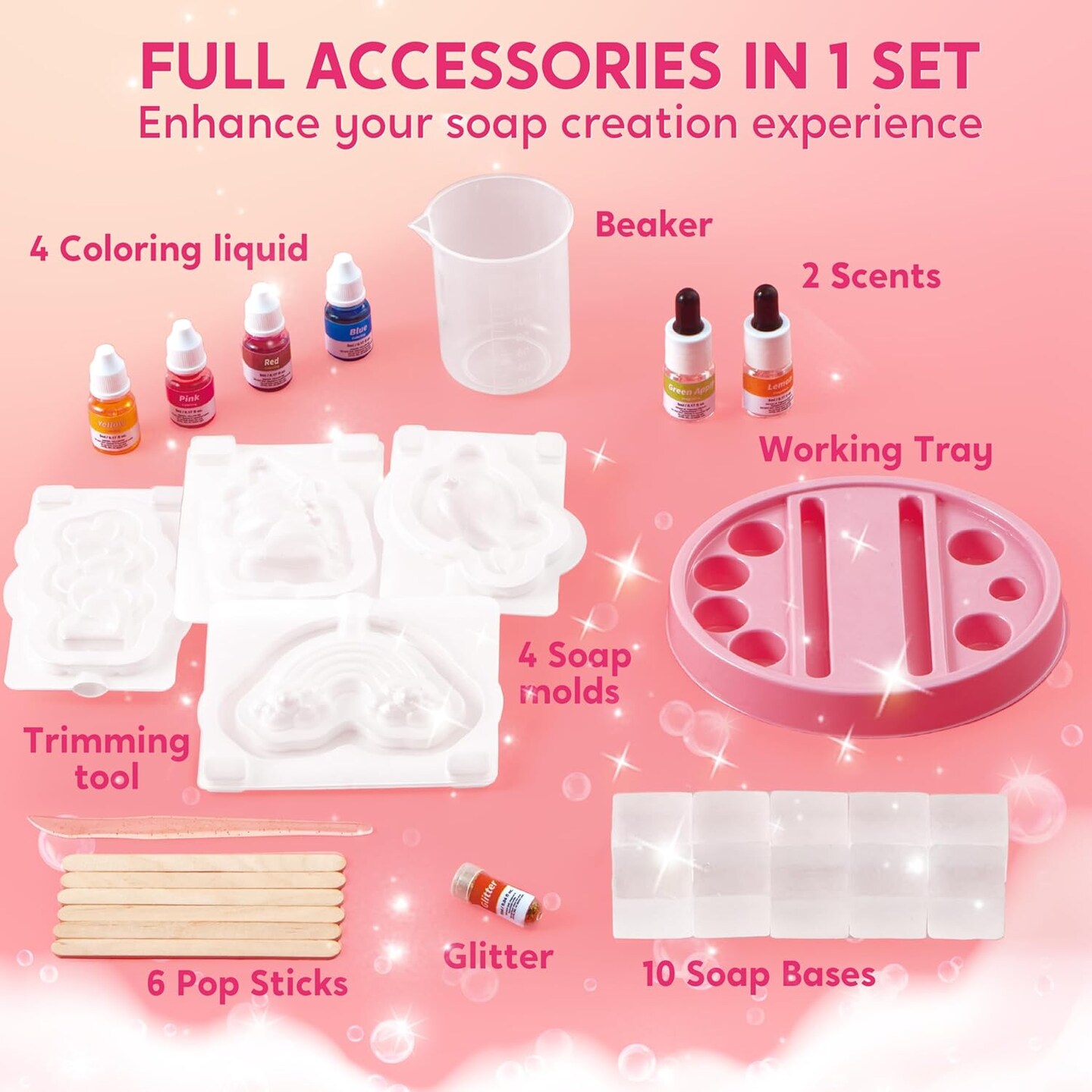 Soap Making Kit- Make Your Own Soap- DIY Unicorn Soap with 4 Molds, Spa Science Kit for Kids, Stem Activity Gifts for Toddler Kid Aged 6+, Girl Birthday Present