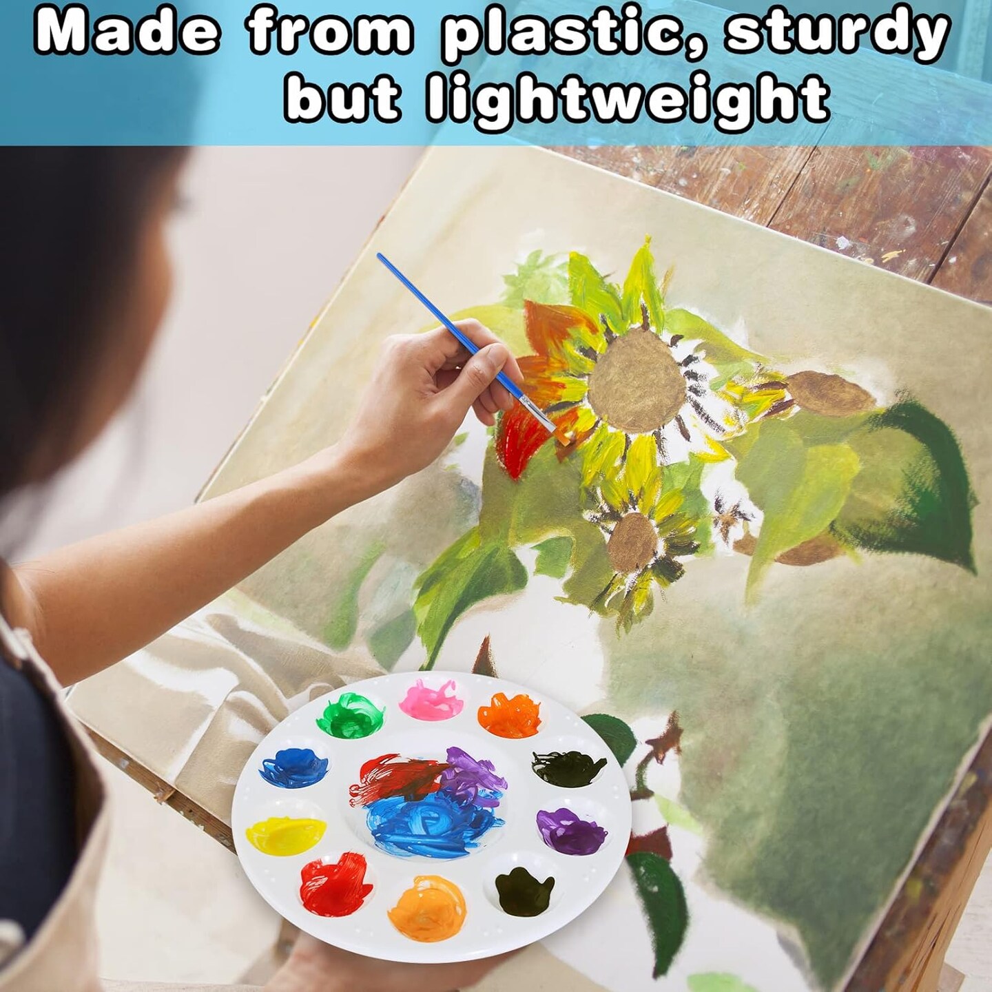 6PCS Oval Paint Tray Palettes with Thumb Hole,Plastic Paint Pallets