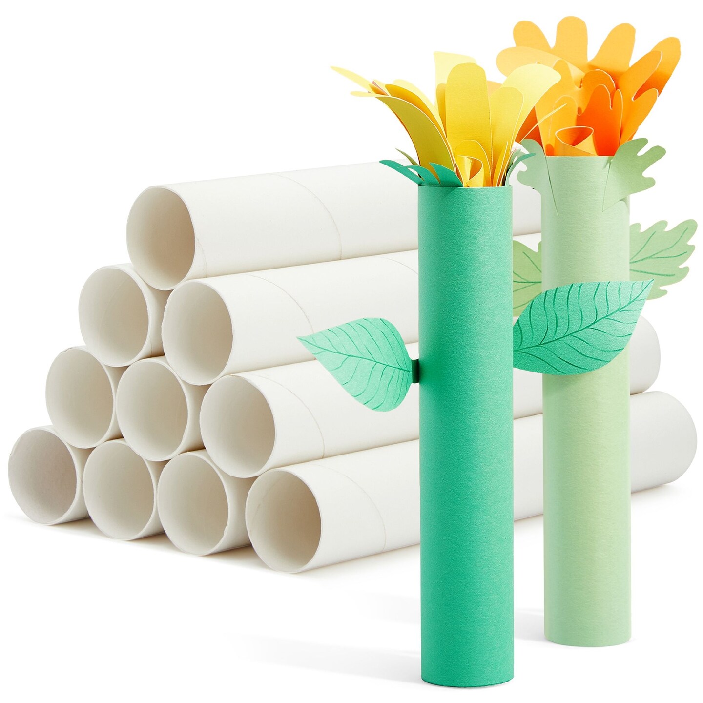 12 Pack White Cardboard Tubes for Crafts, Empty Paper Towels Rolls for DIY Art Projects (1.7 x 10 Inches)
