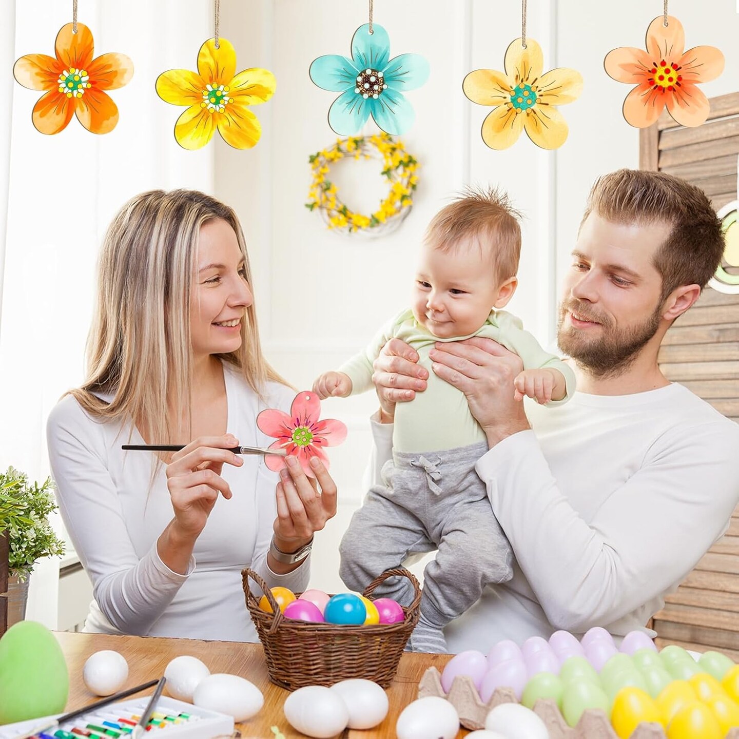 Activity Craft Wooden Flower Ornaments Kits to Paint Spring Decoration