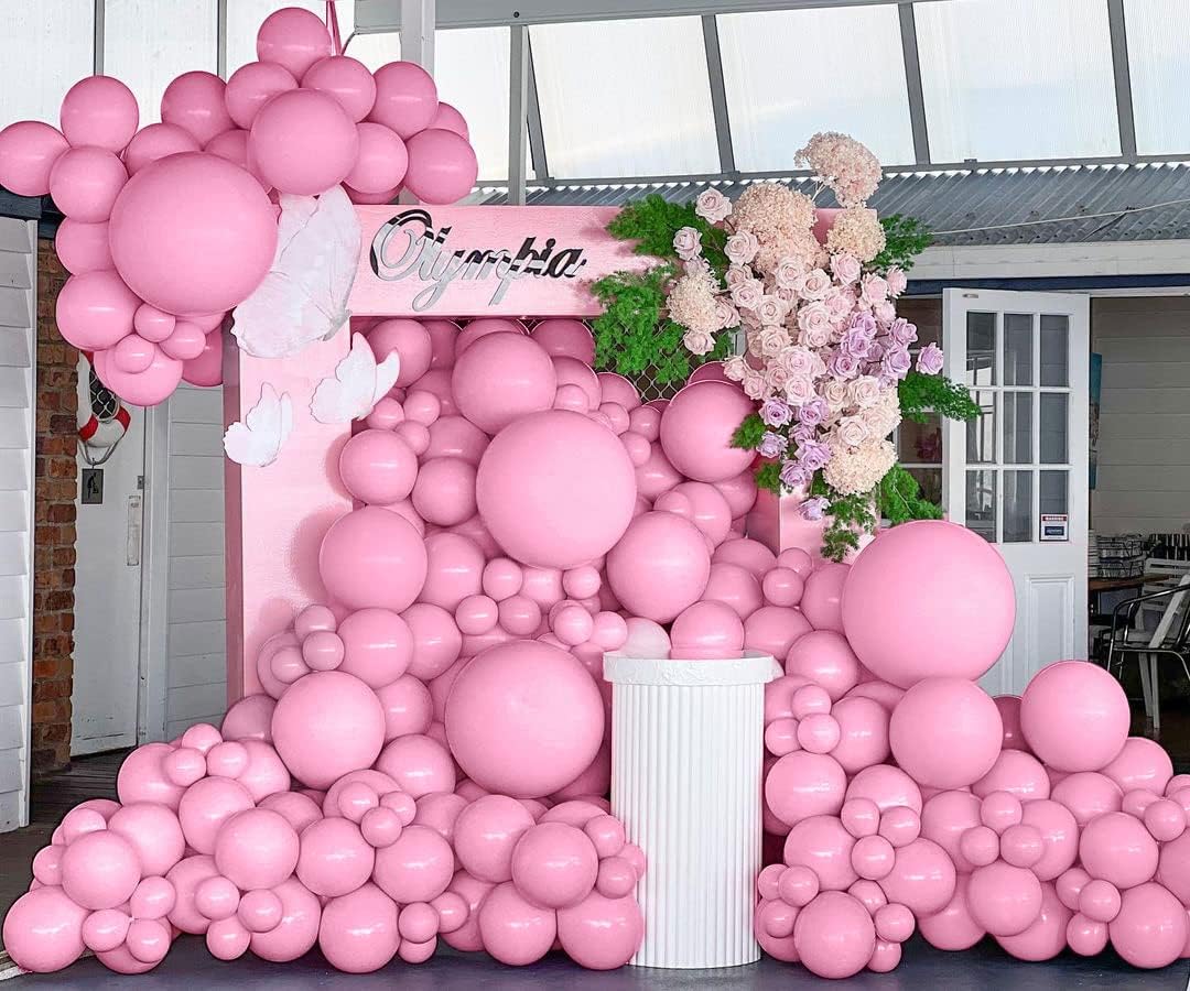 Pink Balloon Garland - Dusty Rose Light Pink Latex Balloons Arch Different Sizes 18/12/5 Inch for Birthday Baby Shower Wedding Bridal Engagement Party Decorations