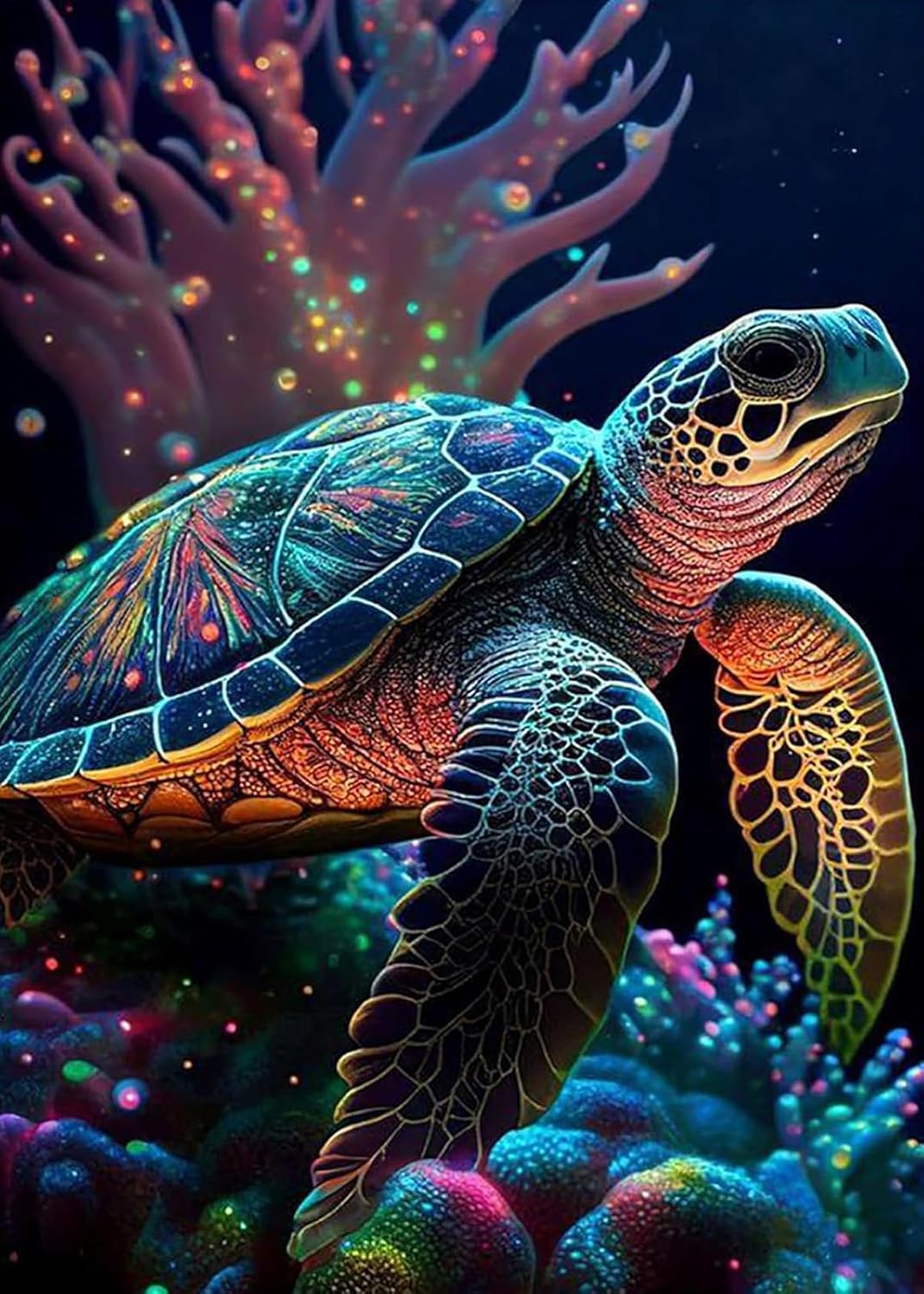 5D Diamond Art Kits for Adults Beginners,Sea Turtle DIY Paint with Round Full Drill Diamonds Painting Mosaic Gems Art for Home Office Wall Decor 12x16 Inch