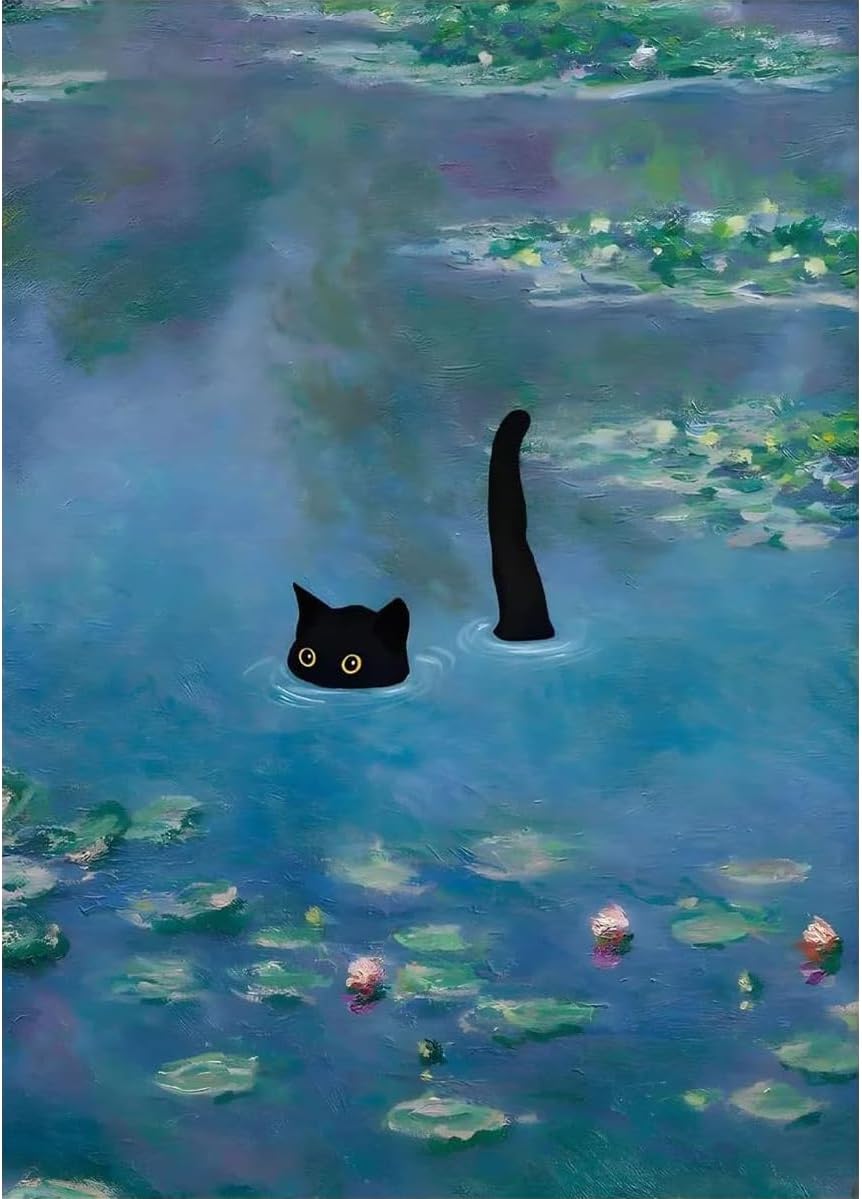 5D DIY Diamond Painting Kits for Adults,Cats in Diving Diamond Painting Full Drill Round Art Gems Diamond Art Perfect for Home Wall Decor(12x16 inch /30x40 cm)