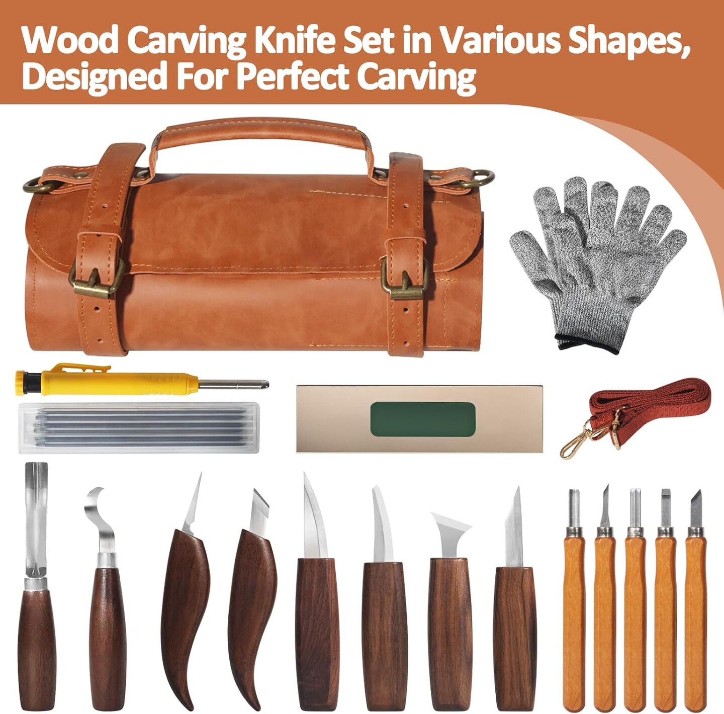 Wood Carving Kit,Carving Knife Set for Beginners,and Adults,Wood Carving Tools,Whittling Knife Set,Wood Whittling Set for Hobbies, Carving Set,Hook Knife,Spoon Carving Knife Suitable&#xFF0C;Gift