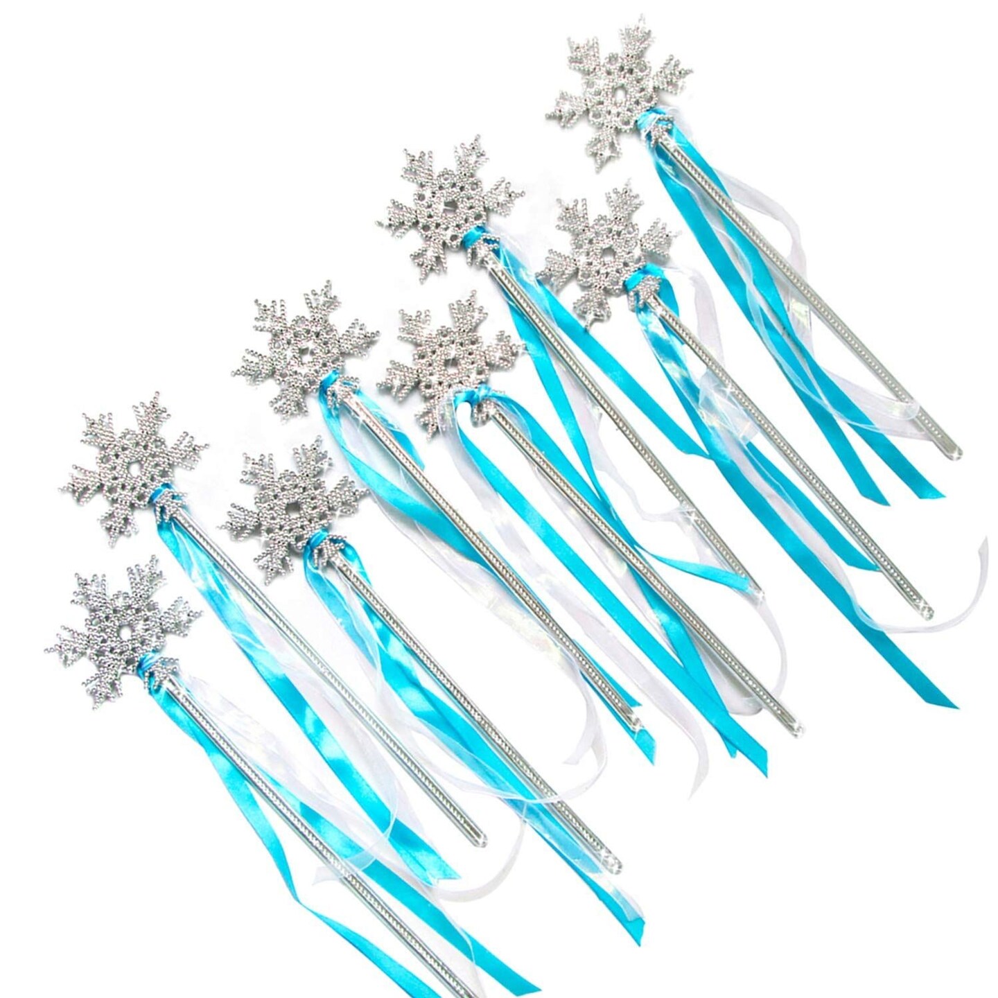 Butterfly Craze Sparkling Snowflake Fairy Wands - Set of 8, Perfect Party Favors for Frozen, Princess, or Fairy-Inspired Birthday Parties &#x26; Dress-Up Play