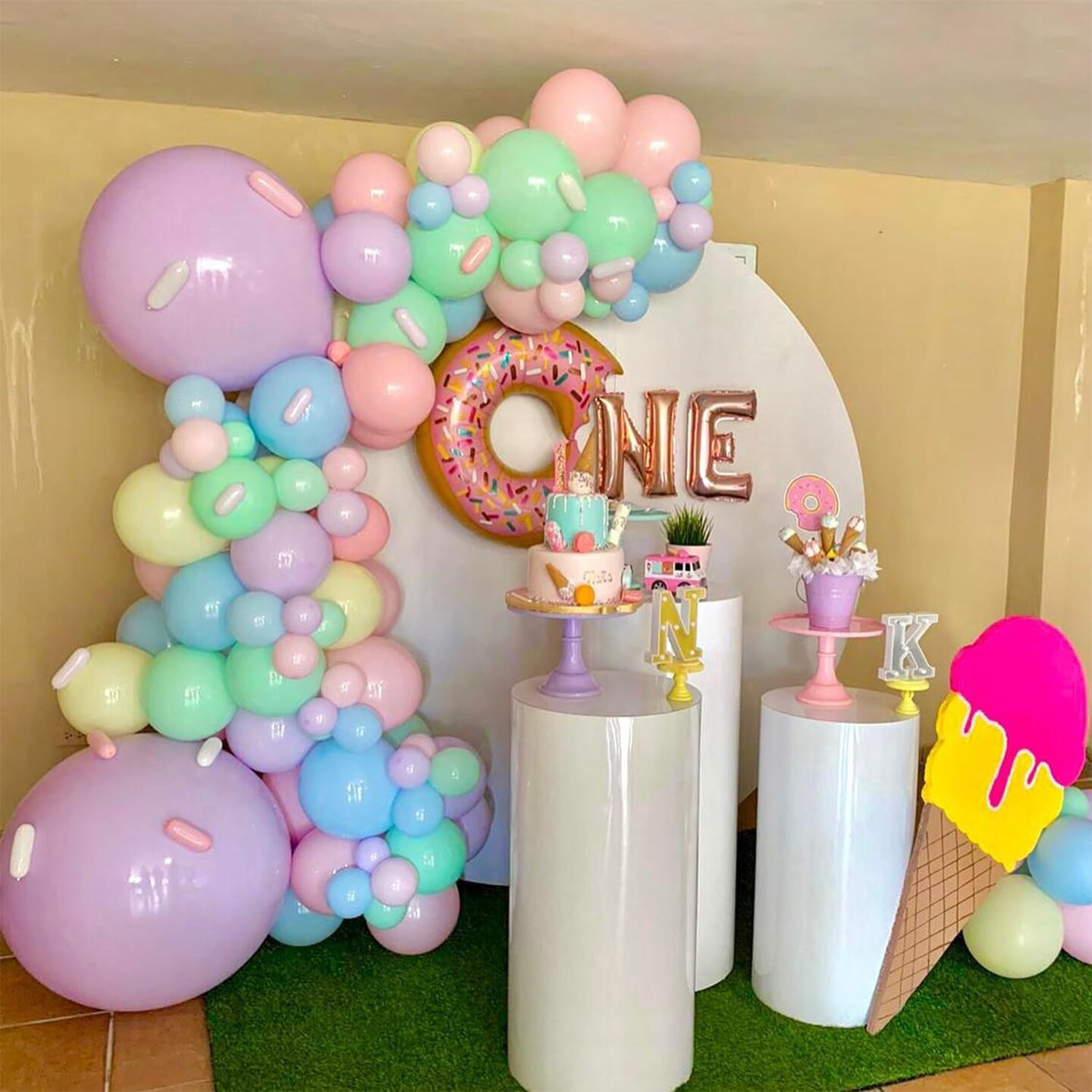 Pastel Donut Balloon Arch Garland Kit,159Pcs Macaron Color Rainbow Balloons Ice Cream Foil Balloons for Girls Donut Grow Up Sweet One Candyland Birthday Party Baby Shower Two Sweet Decorations
