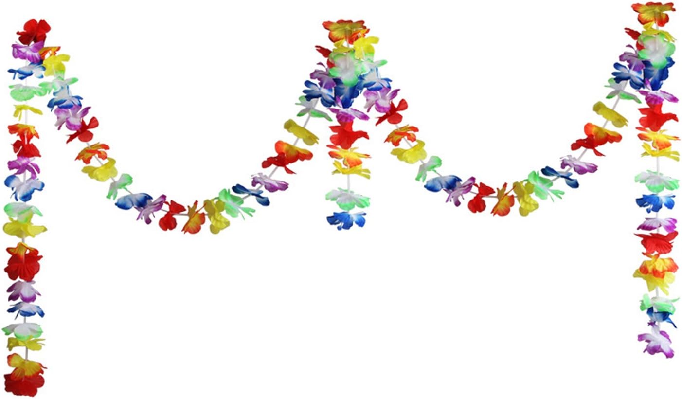 32ft Summer Tropical Hawaiian Flower Lei Garland Hibiscus Flower Garlands for Party Decorations Multicolored
