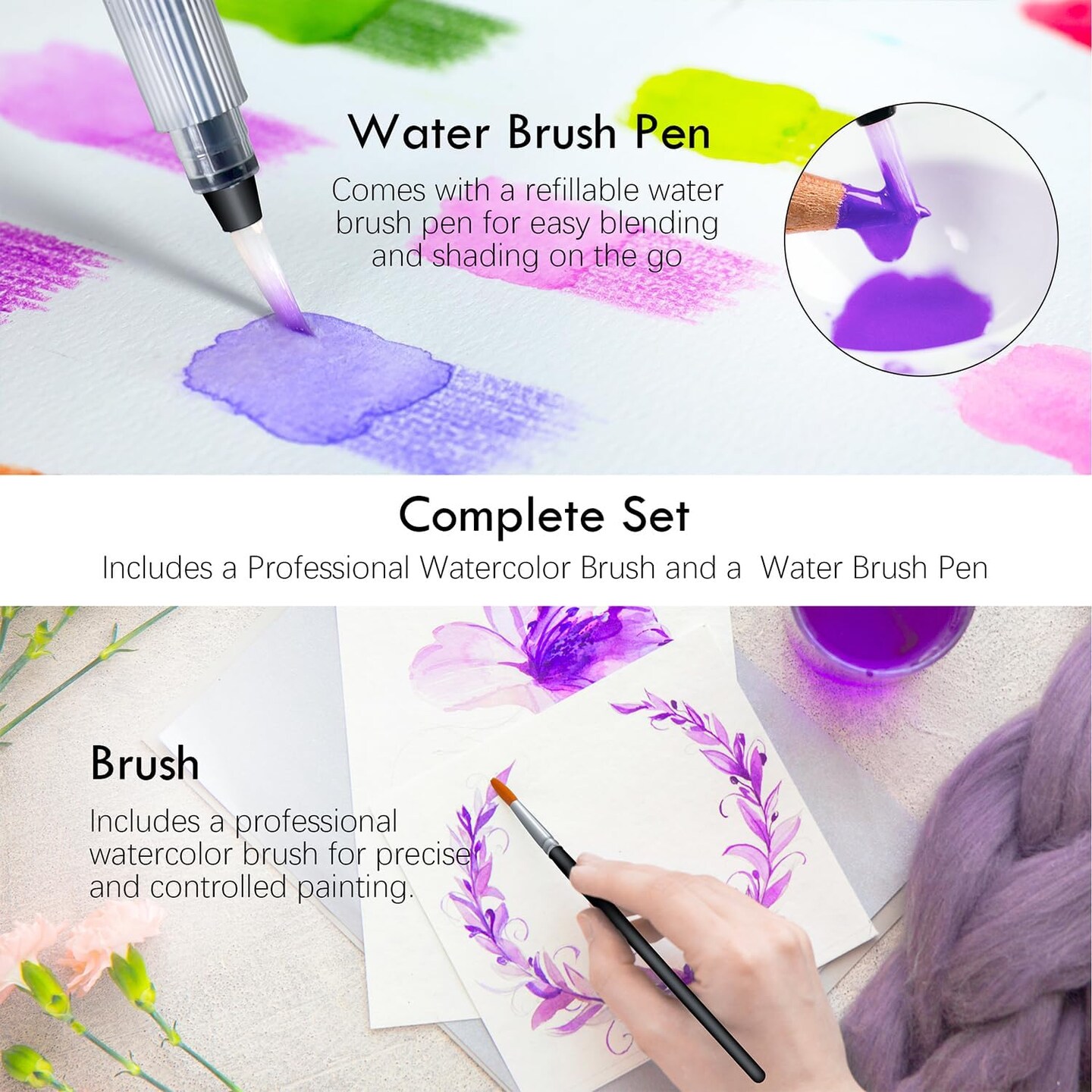 Professional Watercolor Pencils, Set of 72, Studio Collection Artist Pencils, Pre-Sharpened Water Colored Pencils, Firm Texture, Watersoluble, Great Holiday Gifts for Adult or Teens