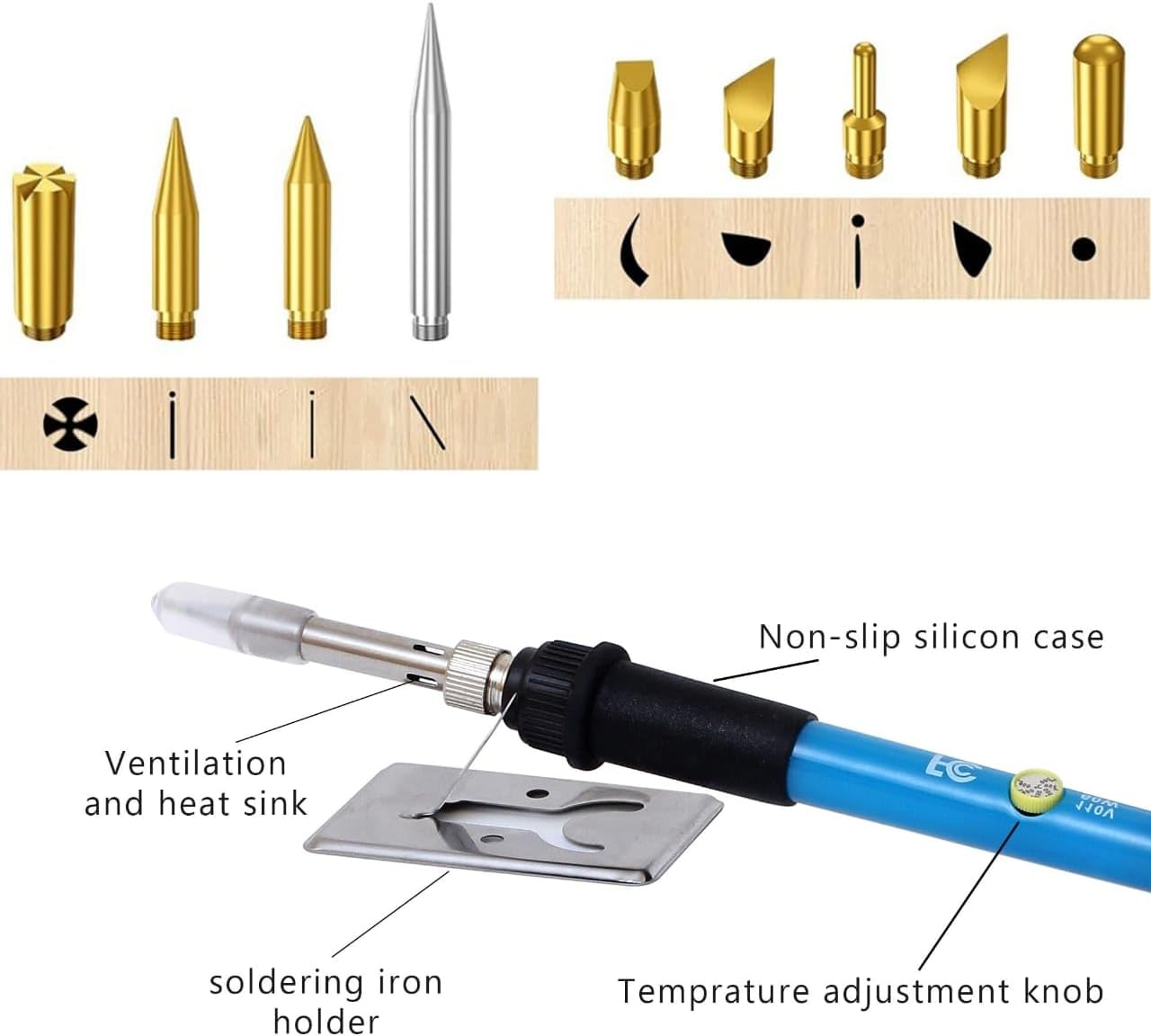 Wood Burning Kit 42Pcs Power Switch and Adjustable Temperature with Wood Burner Pen 392~842&#xB0;F for Adults Wood Burning Tool for Pyrography Leather, Black
