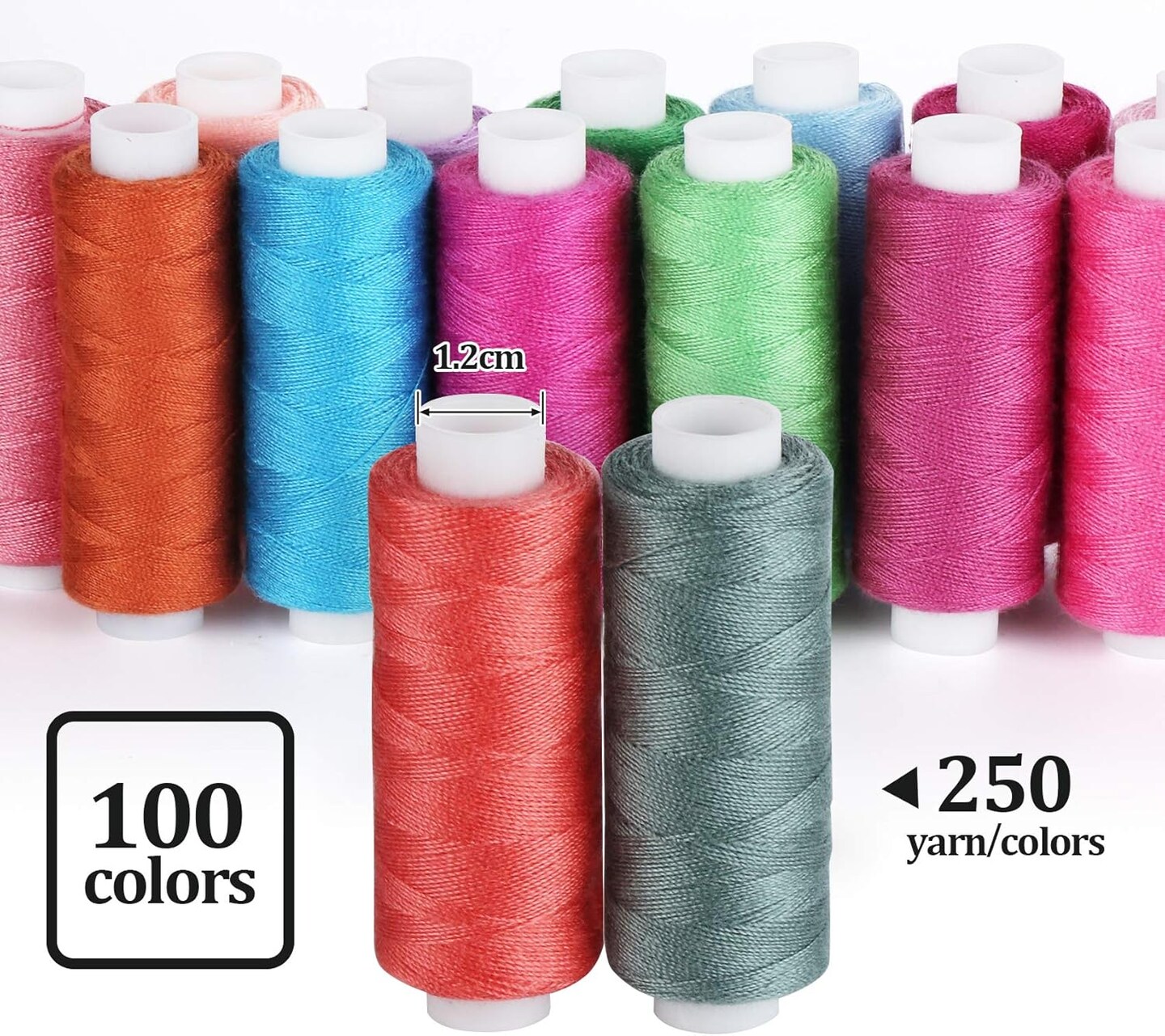 100-Color Polyester Sewing Thread Set 250yd Spools with Needles & Tools