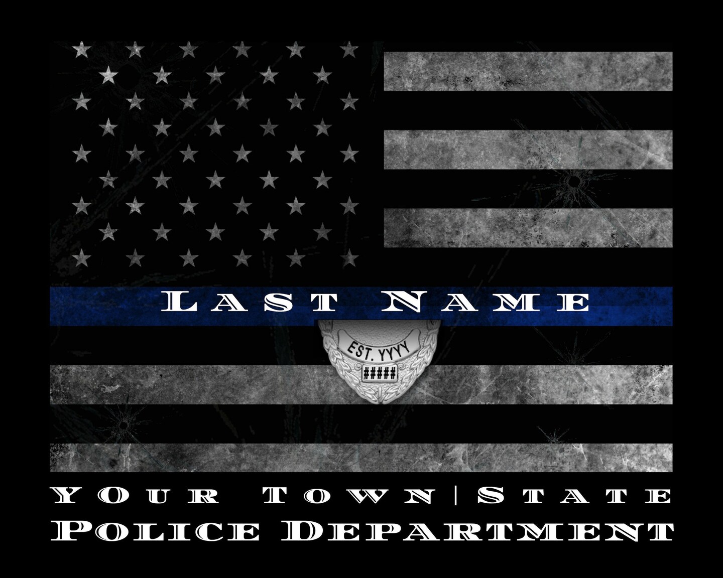 Graduation Academy Police Officer Gift Thin Blue Line Flag Art