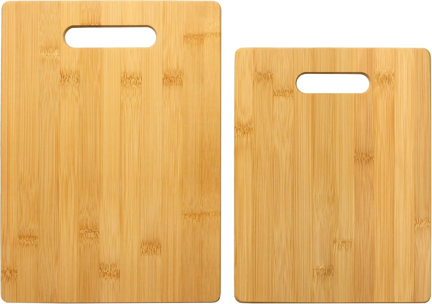 2-Piece Cutting Board Set; 2 Assorted Sizes of Bamboo Wood Cutting Boards for Kitchen