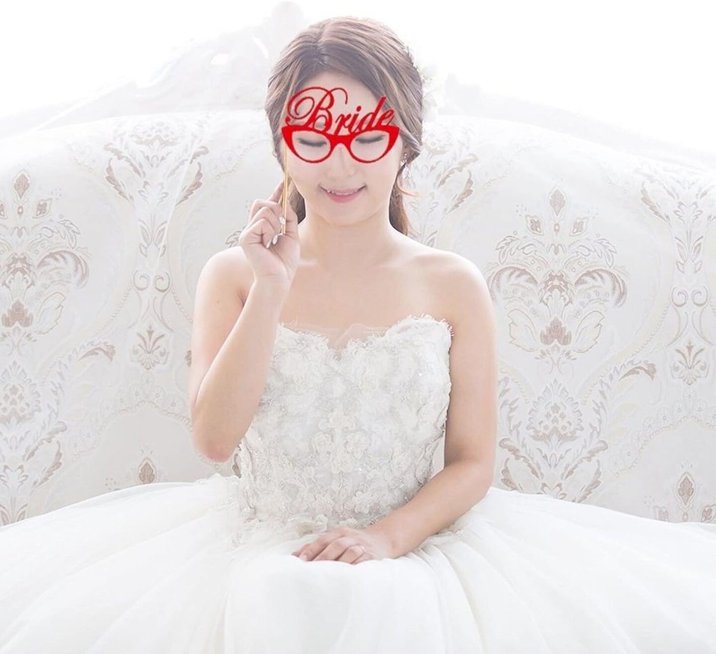 72 Pieces Wedding Photo Booth Props for Bridal Shower, Bachelorette Party, Photobooth Selfies, with Sticks and Stickers