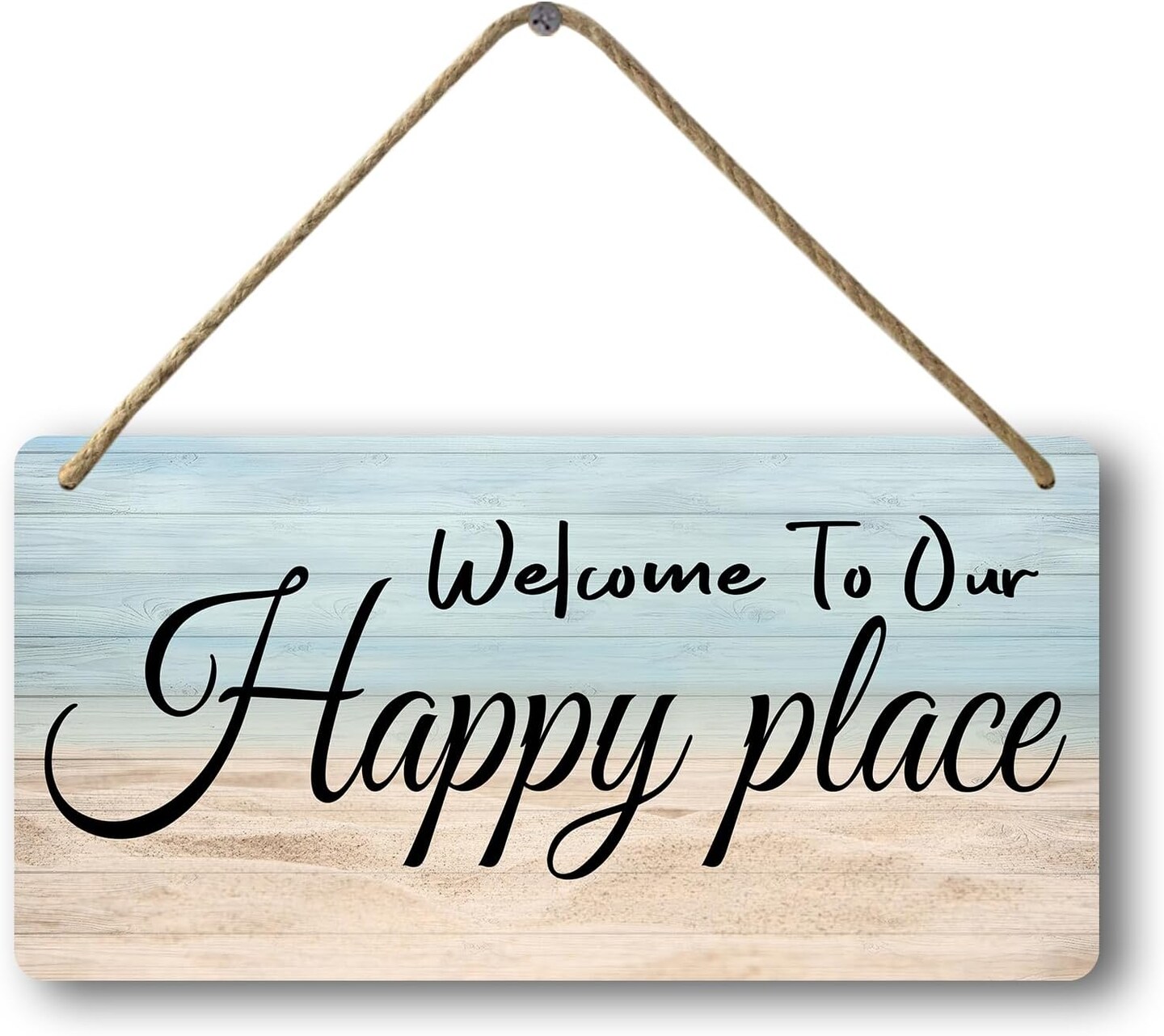 Welcome To Our Happy Place Sign House Door Wall Decor Welcome Signs For Front Door Home Sweet Home Door Wood Welcome Personalized Wooden Hanging The Patio Wall Decor Summer Porch Tin Sign Beach Wall Decor For Bedroom Happy Hour Decor 6x12 Inch