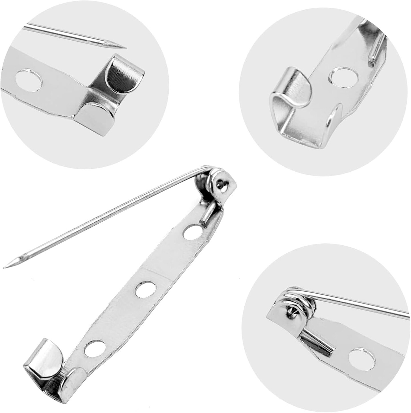 50 Pcs Silver Bar Pins, Safety Pins - Secure Back Clasp - Reliable Brooch Pins for Various Uses Locking Pins Backs Safety Clasp Brooch (35MM, Silver)