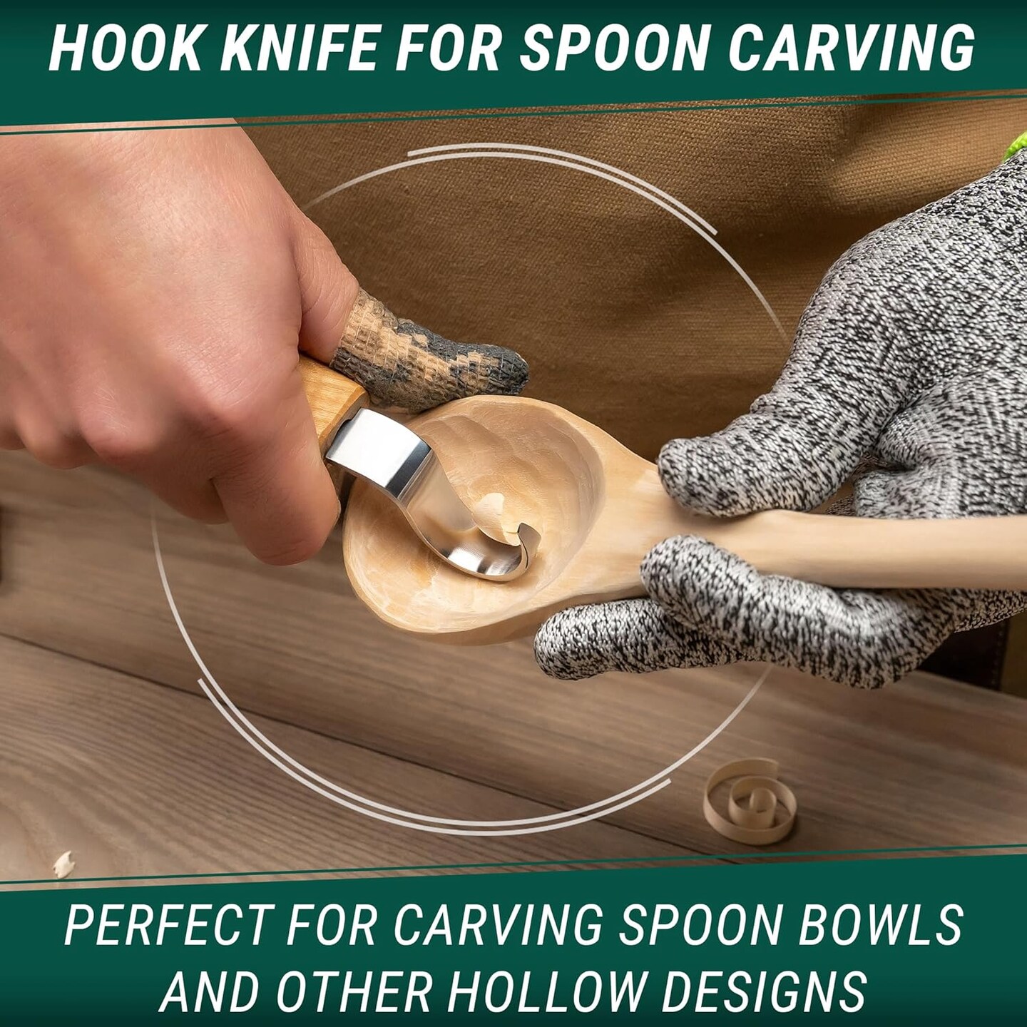 Wood Spoon Carving Knives Set Spoon Making Tools Kit Whittling Knife Hook Knife Right-handed Bowl Cup Kuksa for Beginners Woodworking Professional Wood Carving Kit