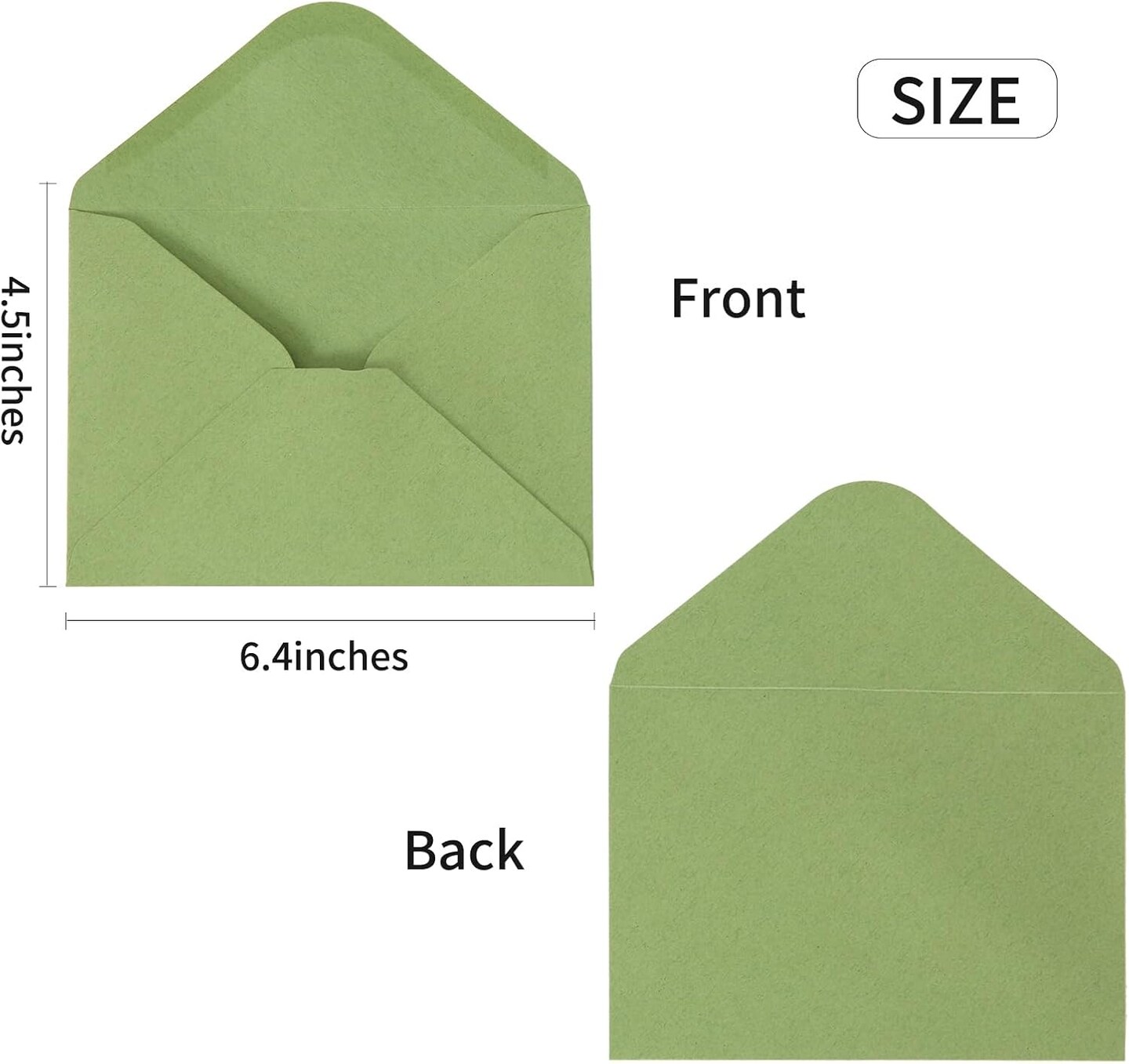 100 Pack 4x6 Envelopes, Contour Flap A4 Sage Green Envelopes for Invitation, ideal for Weddings, Baby shower, RSVP Card, Colorful Envelopes for Personalize Gift Cards, Birthday Party 4.5 x 6.4 Inches