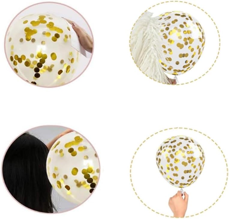 Gold Pearl White Gold Confetti Balloons Set(60Pack), 12Inch Latex Glitter Balloons Birthday Wedding Baby Shower Bridal Shower Party Decorations