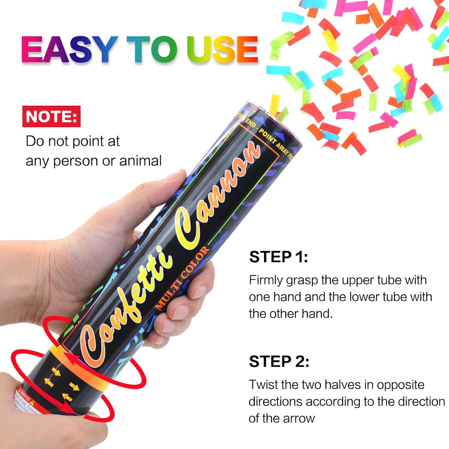 Confetti Cannon 6Pack Biodegradable Confetti Poppers Multicolor Party Confetti Shooters Party Poppers 12inch Cannon Launches 15-20ft for Birthday Wedding Graduation New Years Celebration Decorations