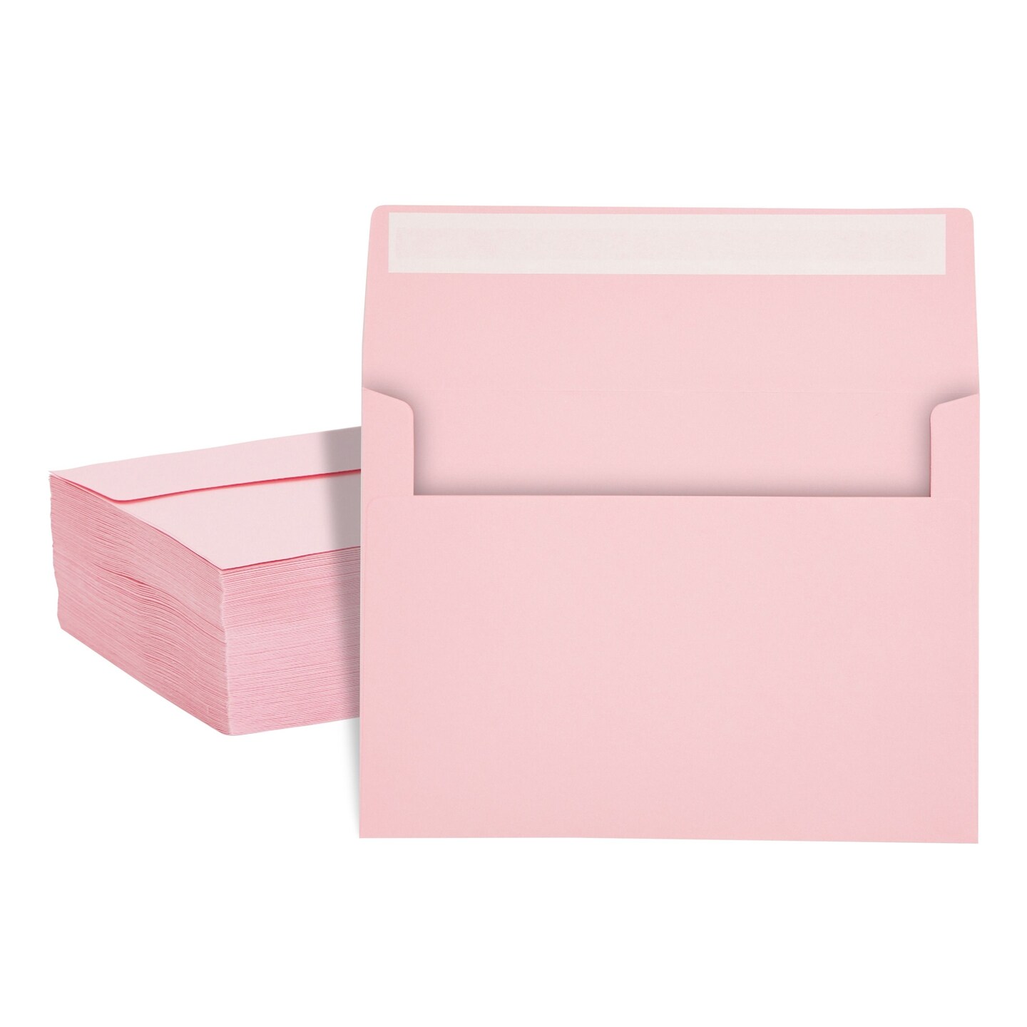 200-Pack 5x7-Inch Pink Envelopes with Square Flap and Peel and Press Closure for For Birthday, Wedding, and Anniversary Party Invitations, Greeting Cards, Thank You Notes